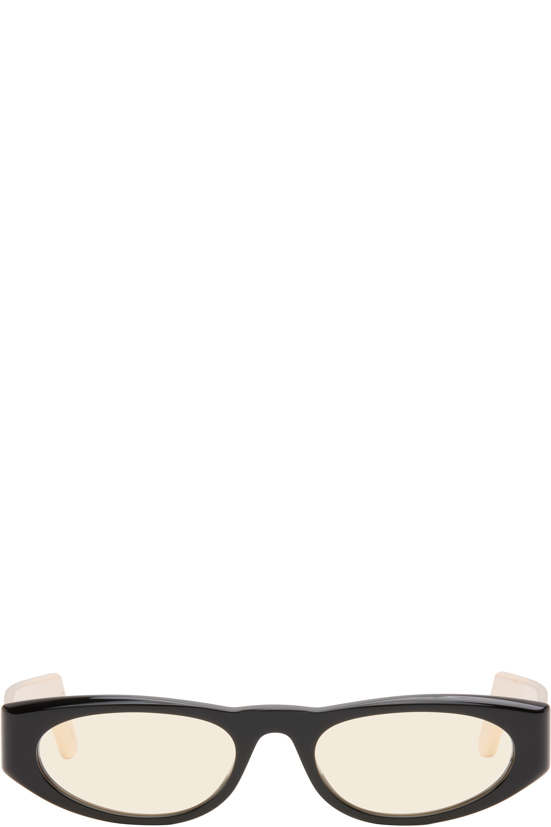Valentino - Black & Beige Geometric Acetate Sunglasses