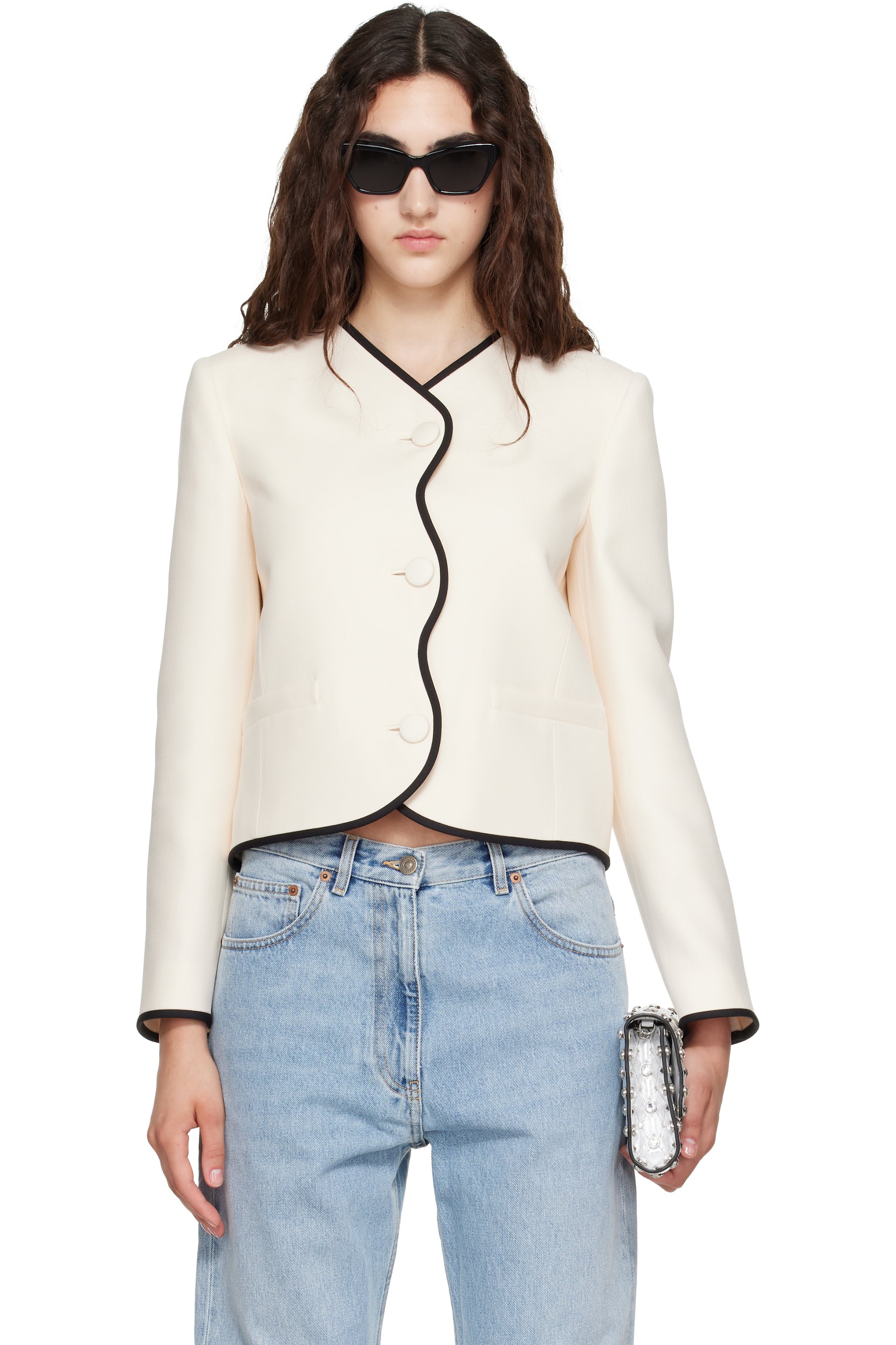 Valentino - Off-White Wool & Silk Crepe Blazer