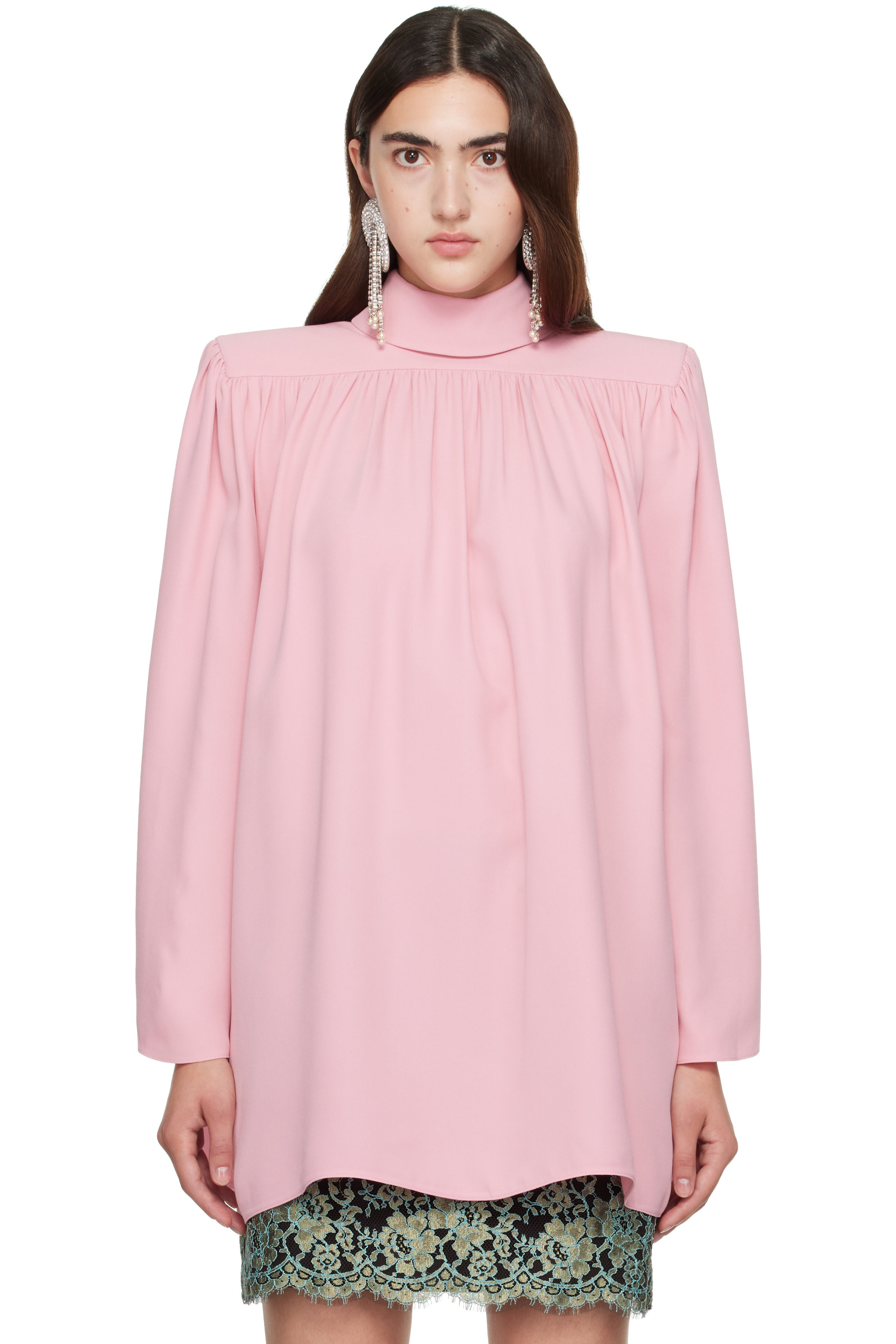Valentino - Pink Cady Couture Pleated Top