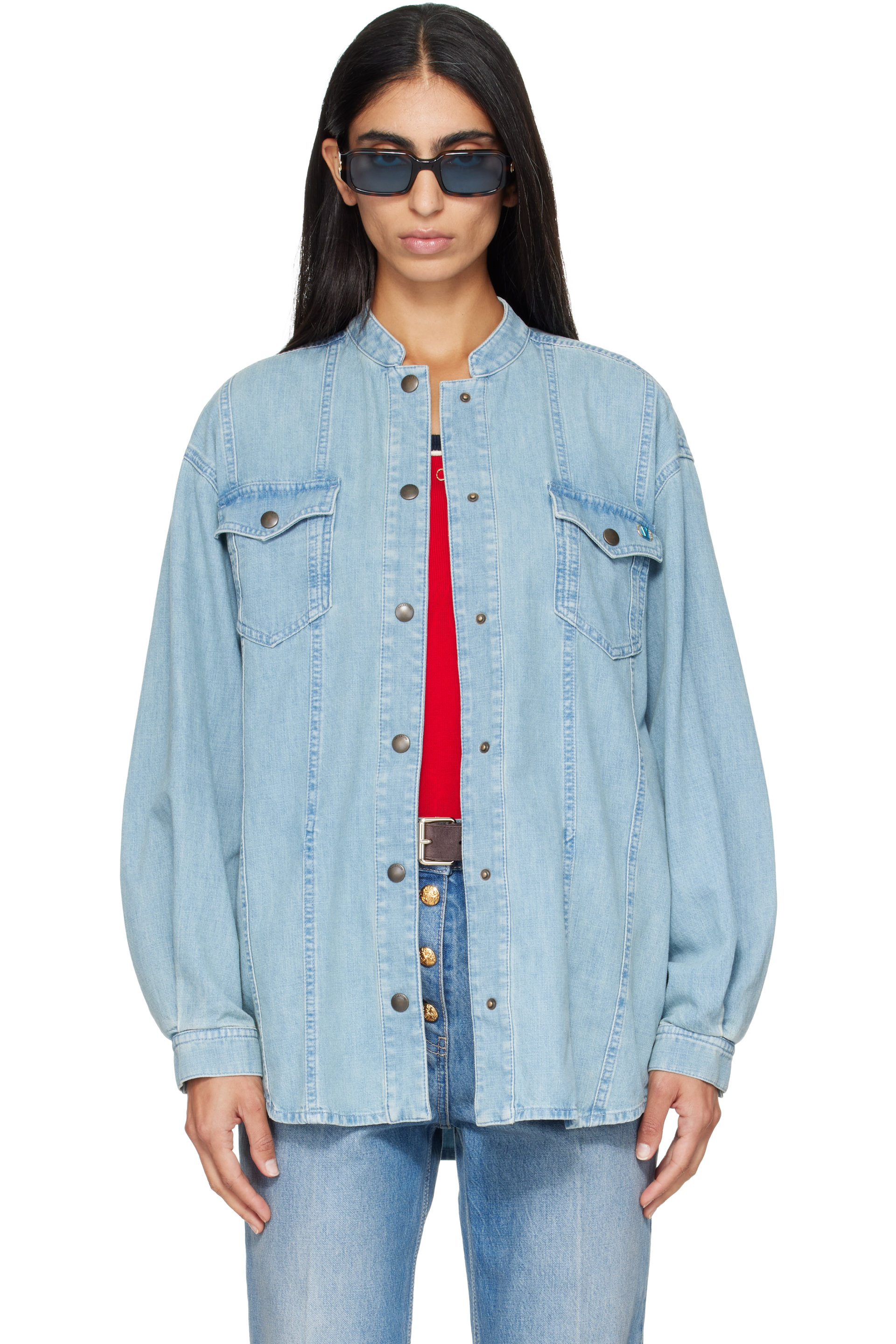 Valentino - Blue Cotton Chambray Shirt
