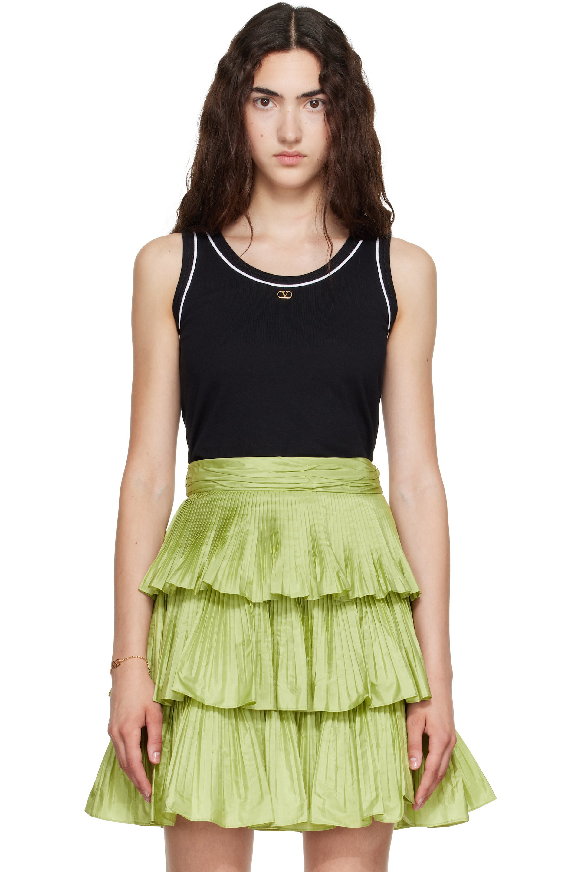 Valentino - Black Cotton Jersey VLogo Tank Top
