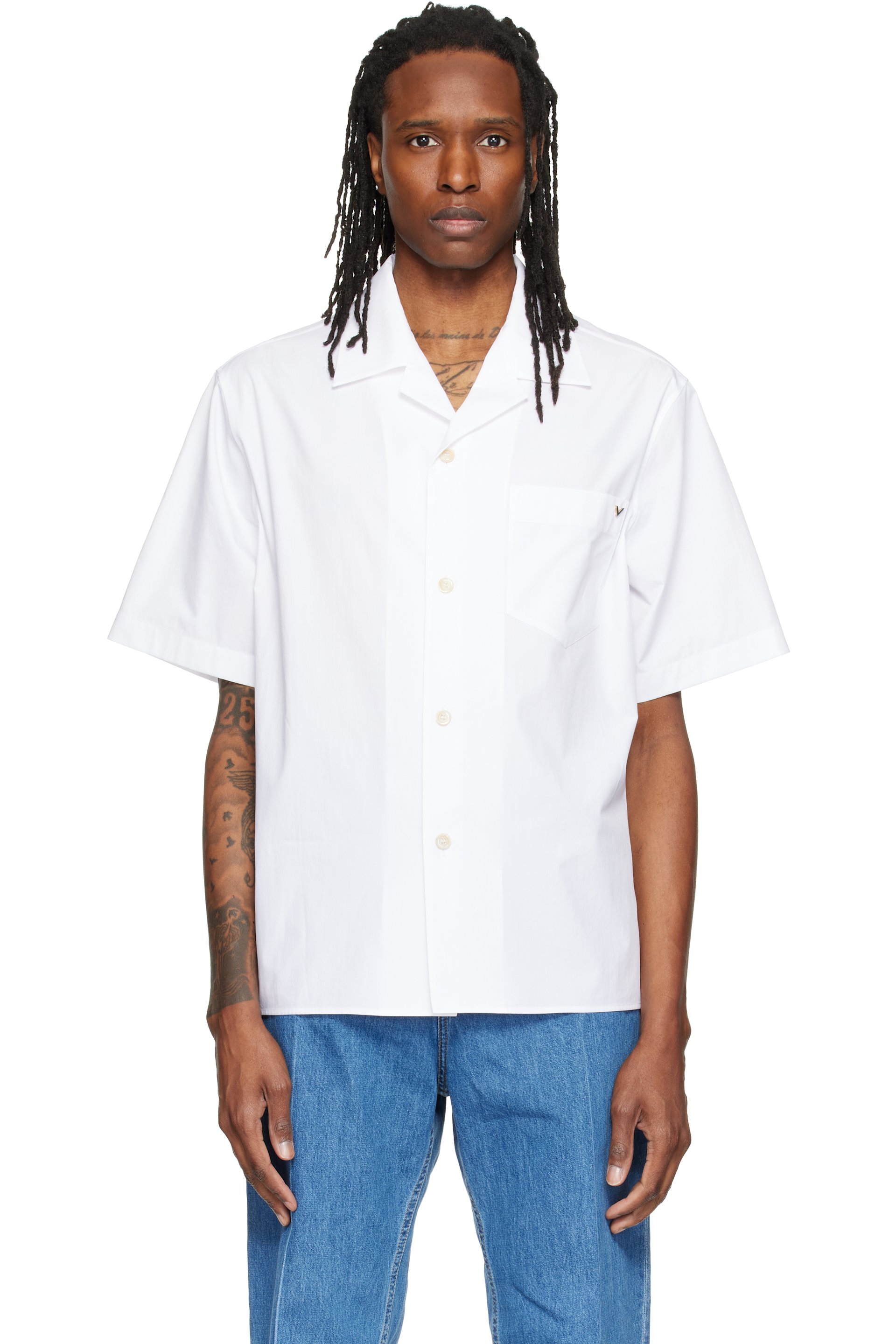 Valentino - White Short Sleeve Cotton Poplin Shirt