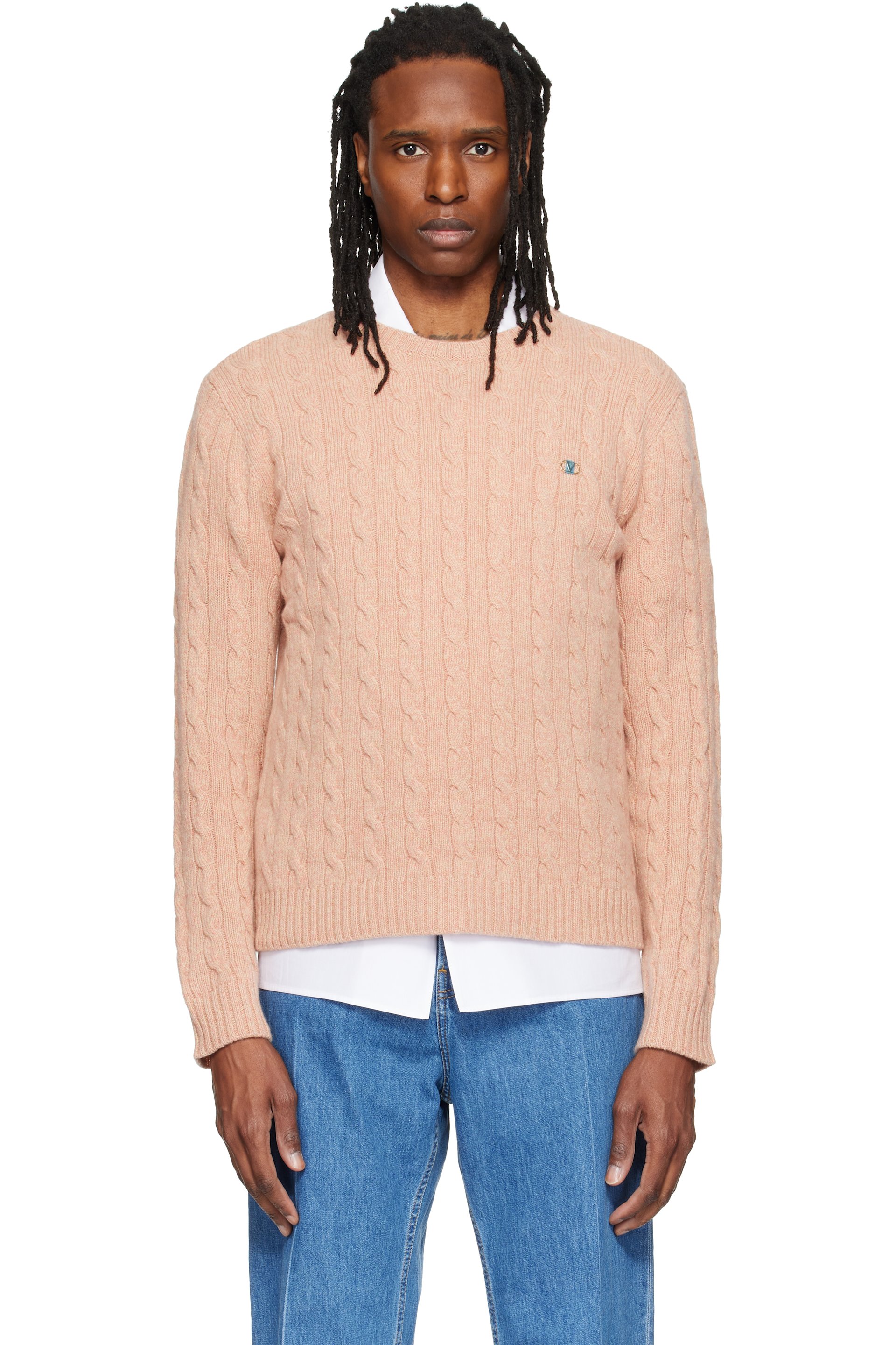 Valentino - Pink Cable-Knit Wool Sweater