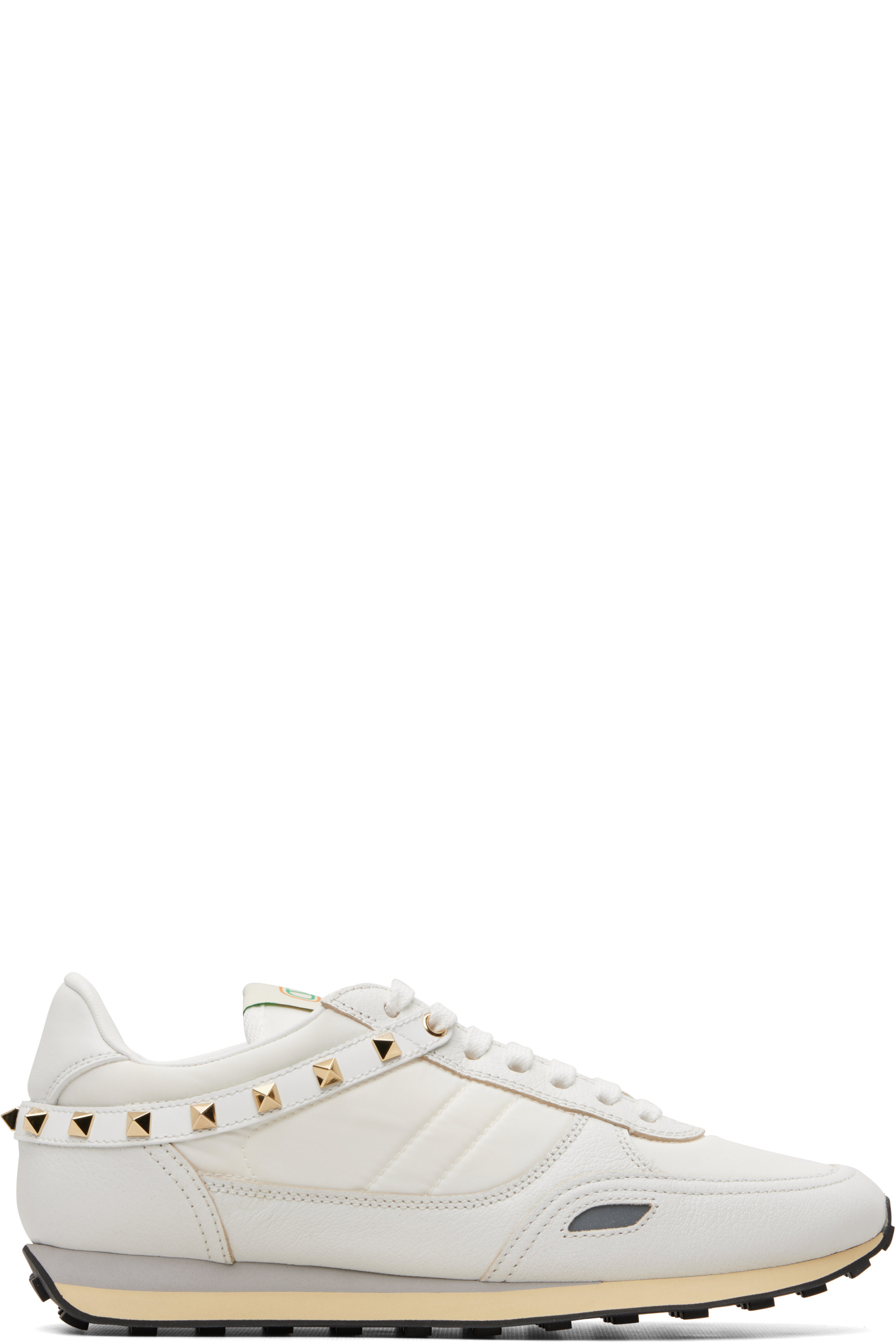Valentino Garavani - White Leather & Nylon Stud Up Sneakers