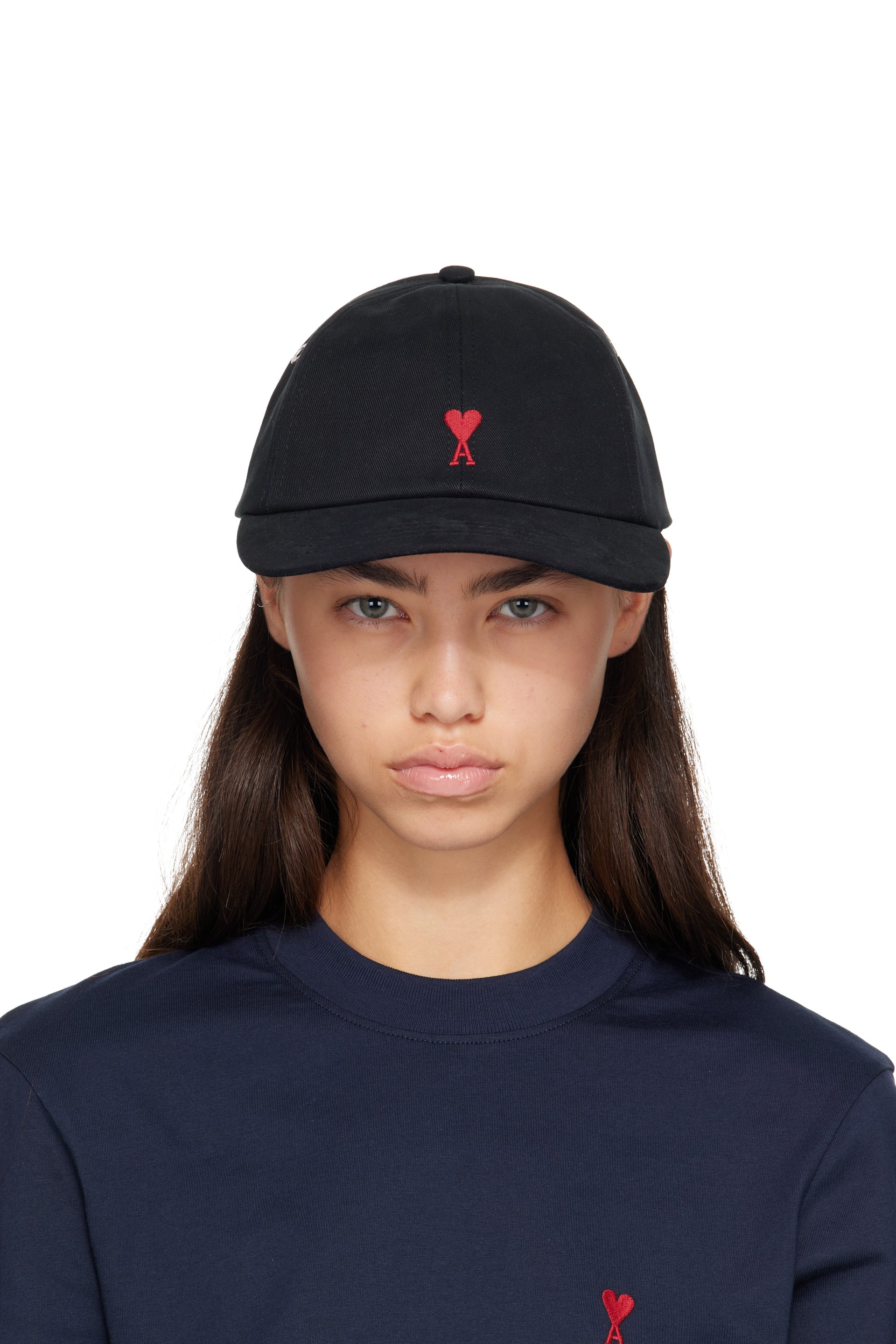 AMI Paris - Black Cotton Ami De Coeur Cap