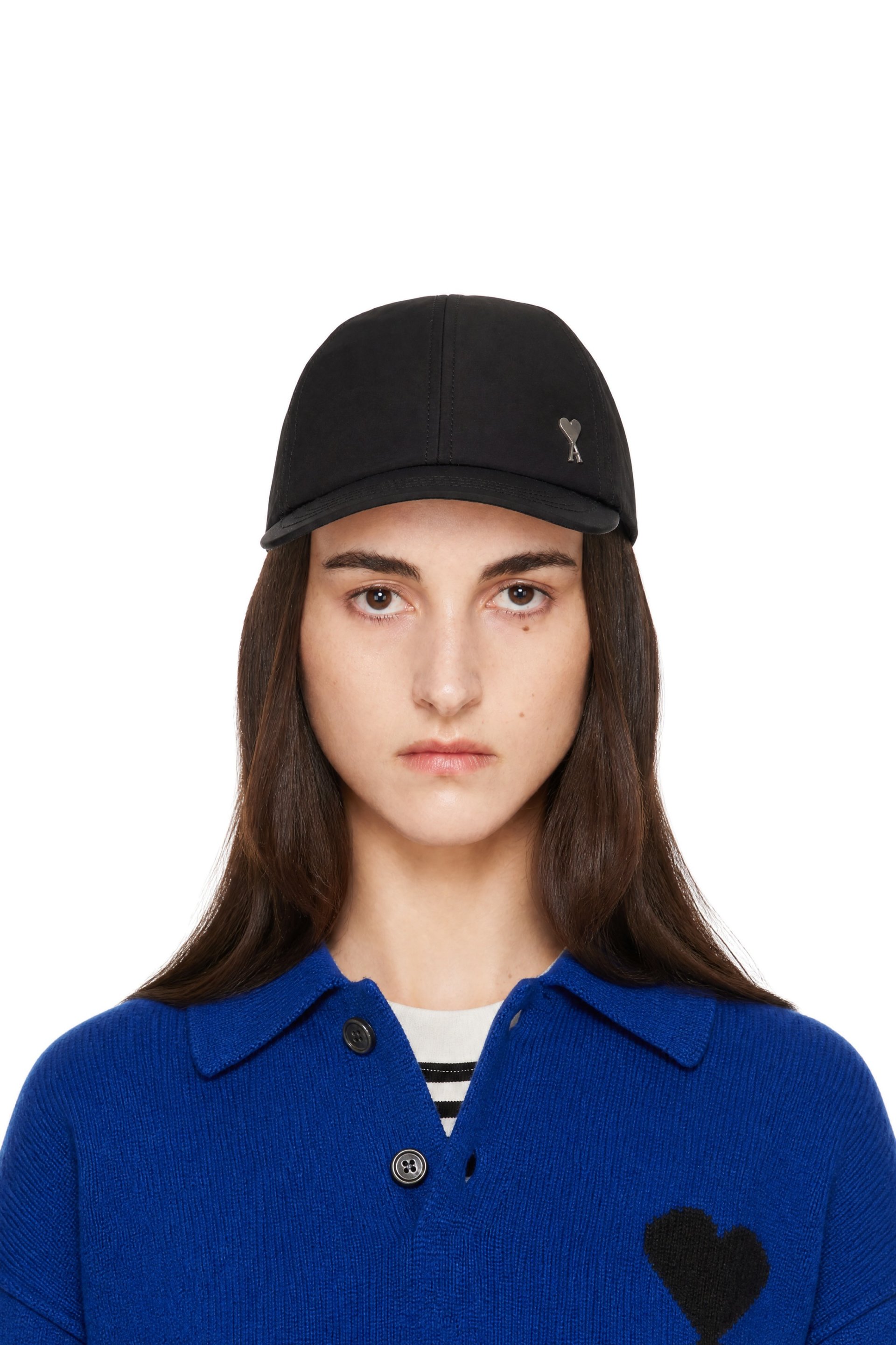 AMI Paris - Black Nylon Cotton Ami de Coeur Stud Cap