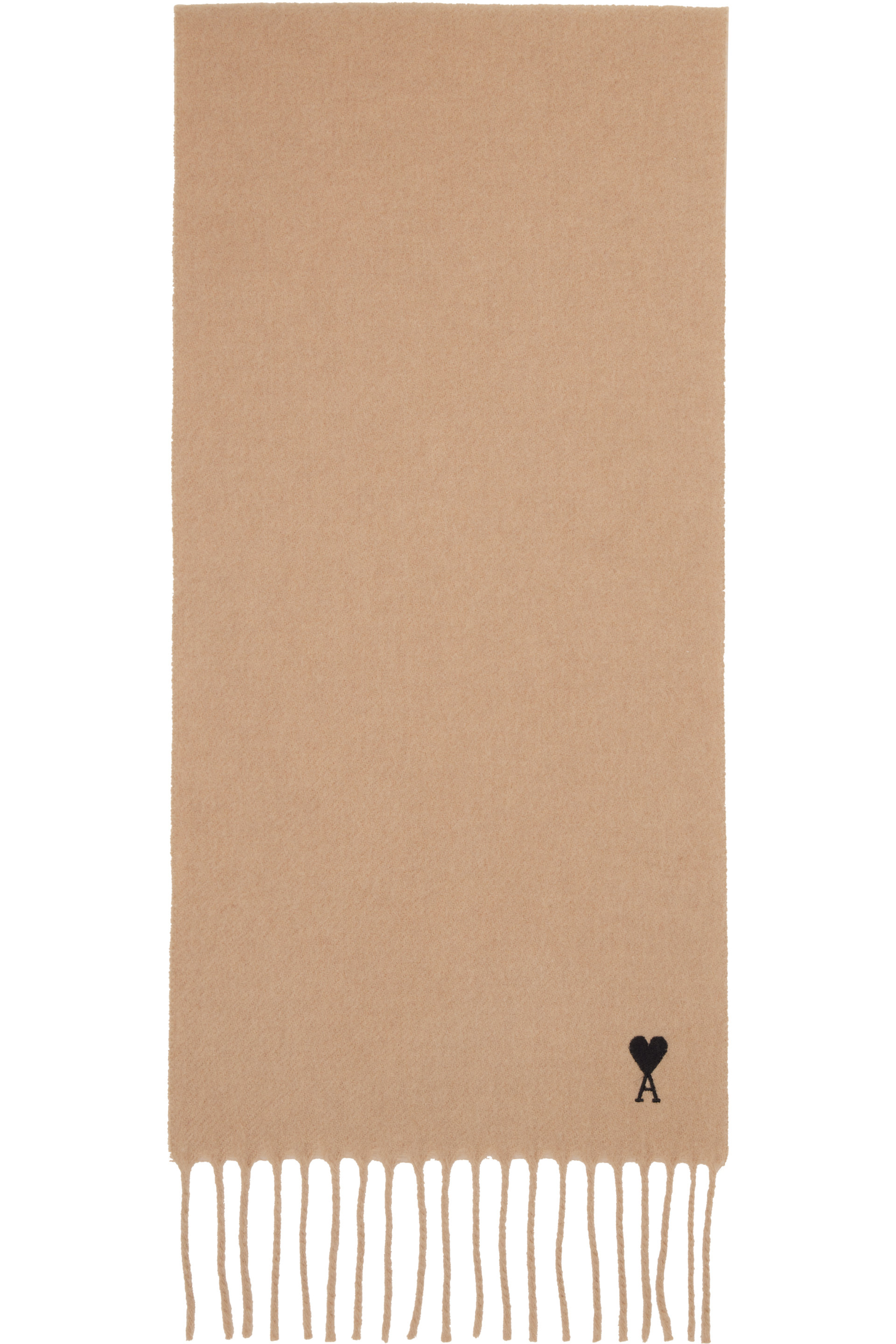 AMI Paris - Beige Ami de Coeur Wool Scarf