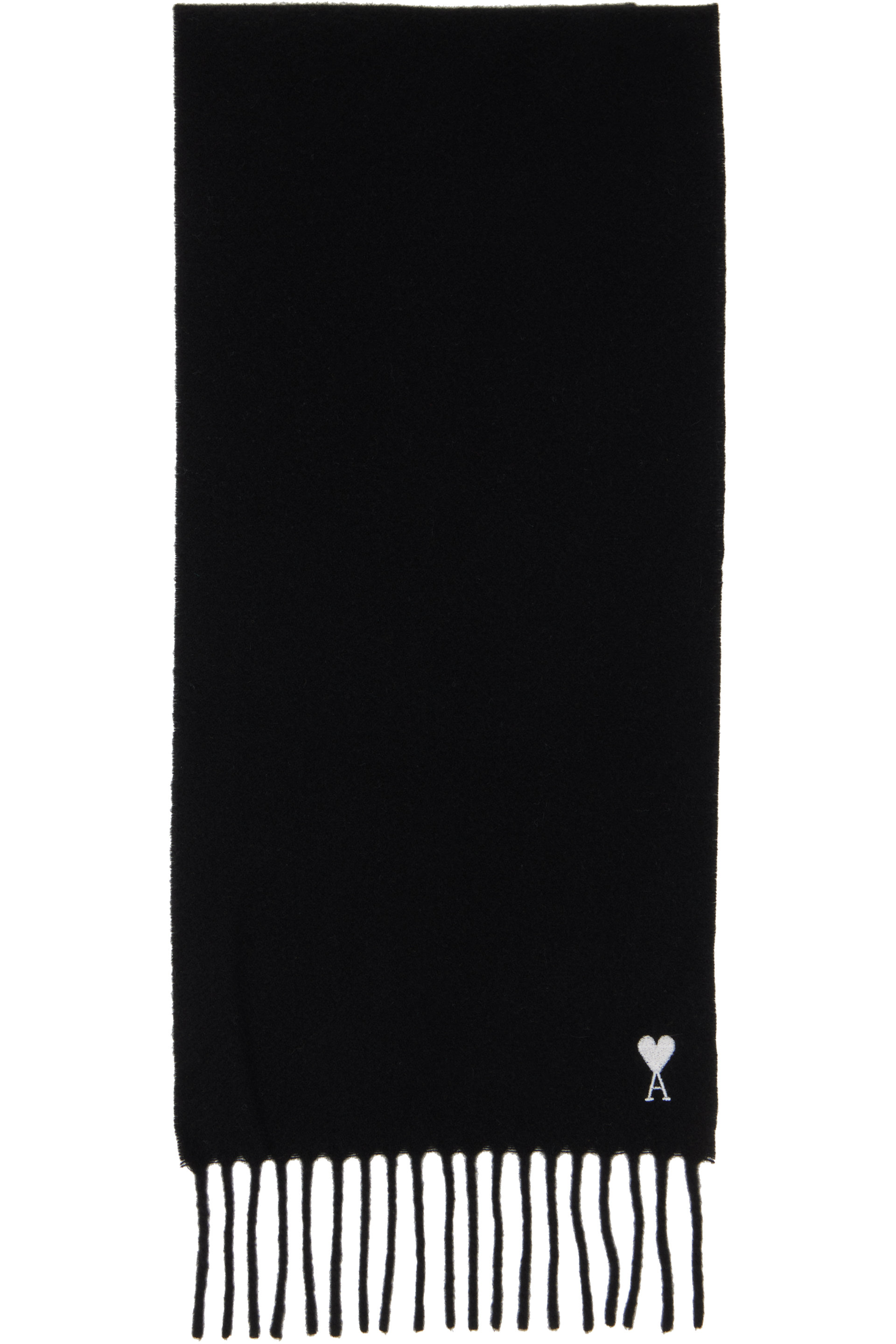 AMI Paris - Black Wool Ami de Coeur Scarf