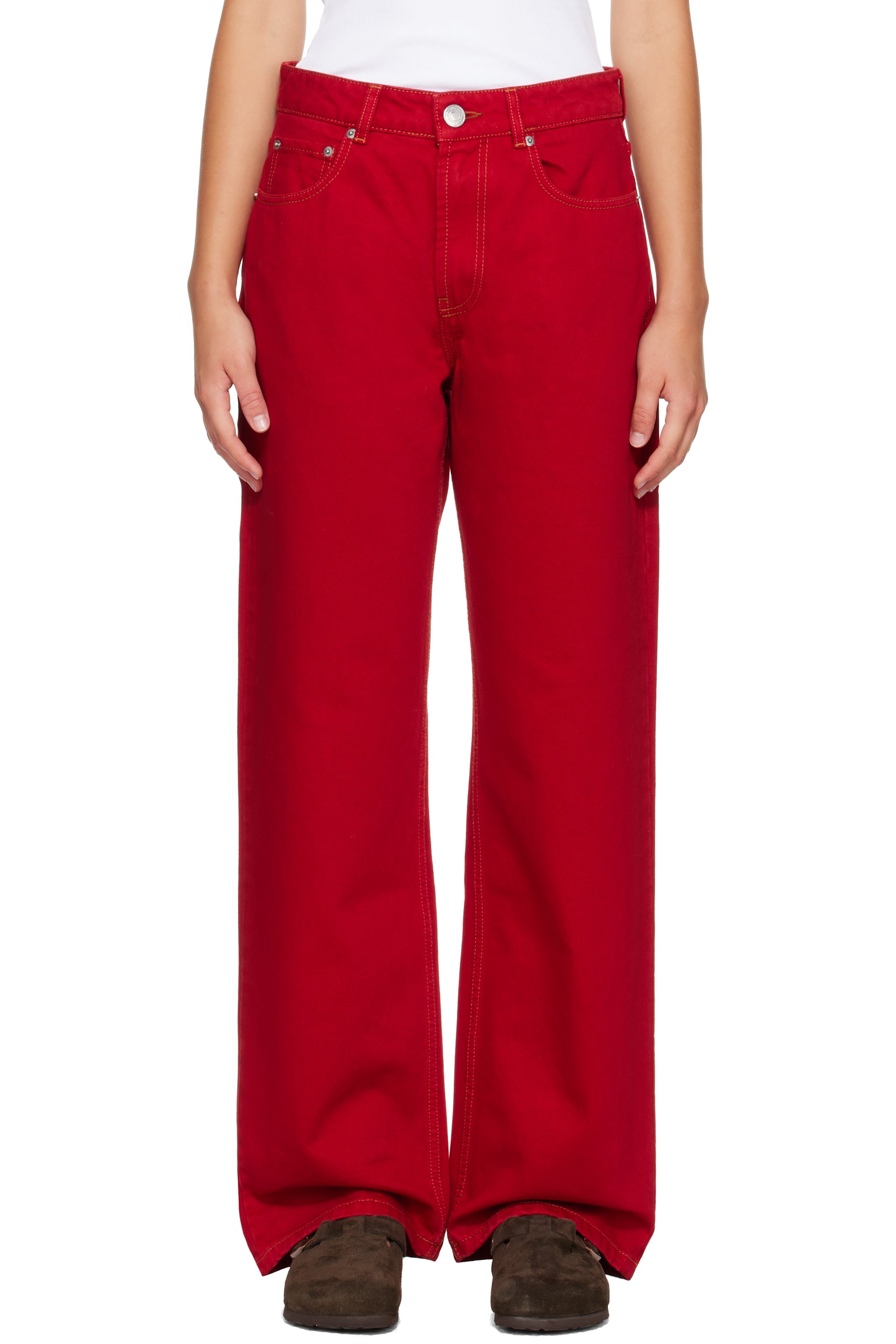 AMI Paris - Red Large Fit Jeans