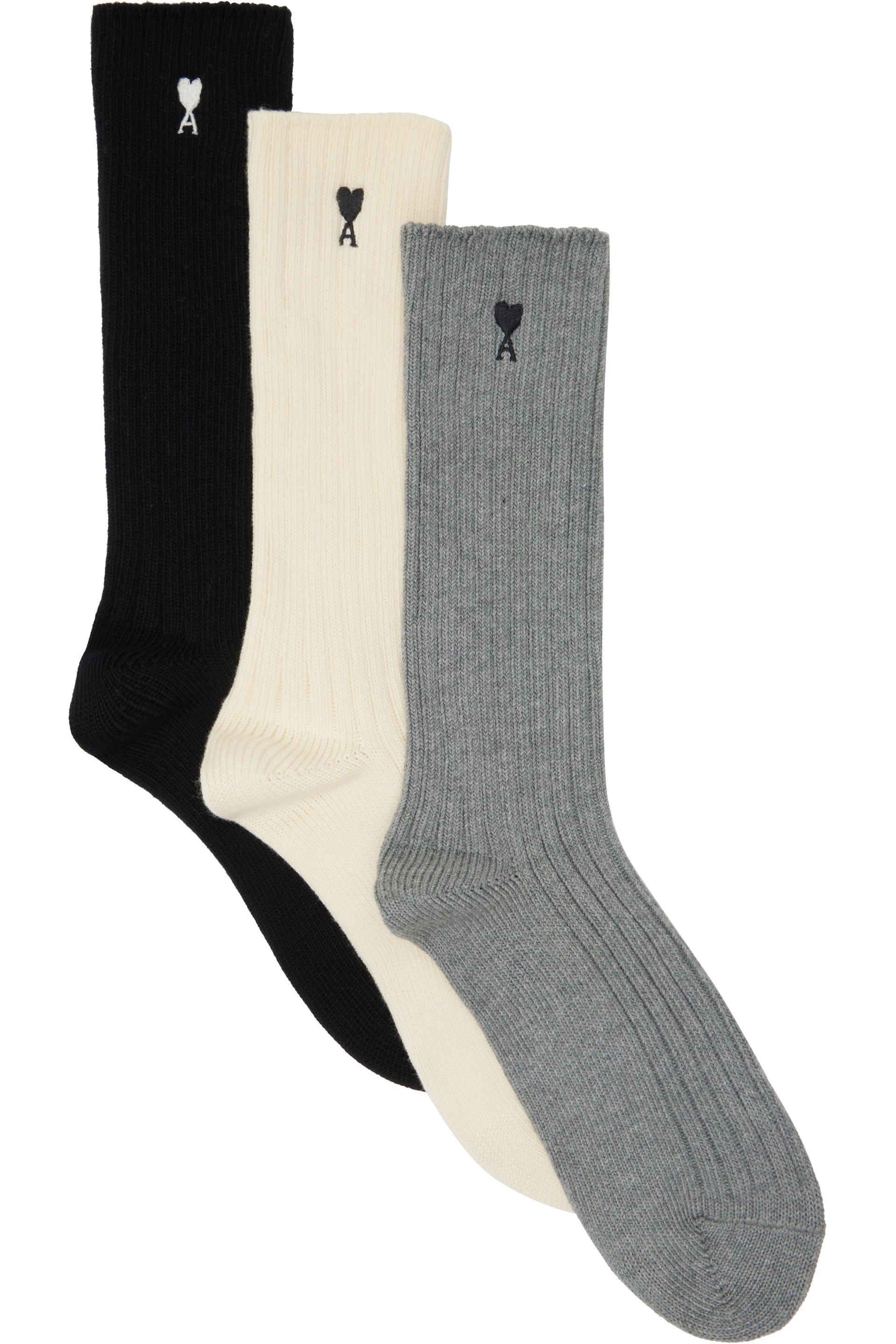AMI Paris - Three-Pack Multicolor Ami De Coeur Socks