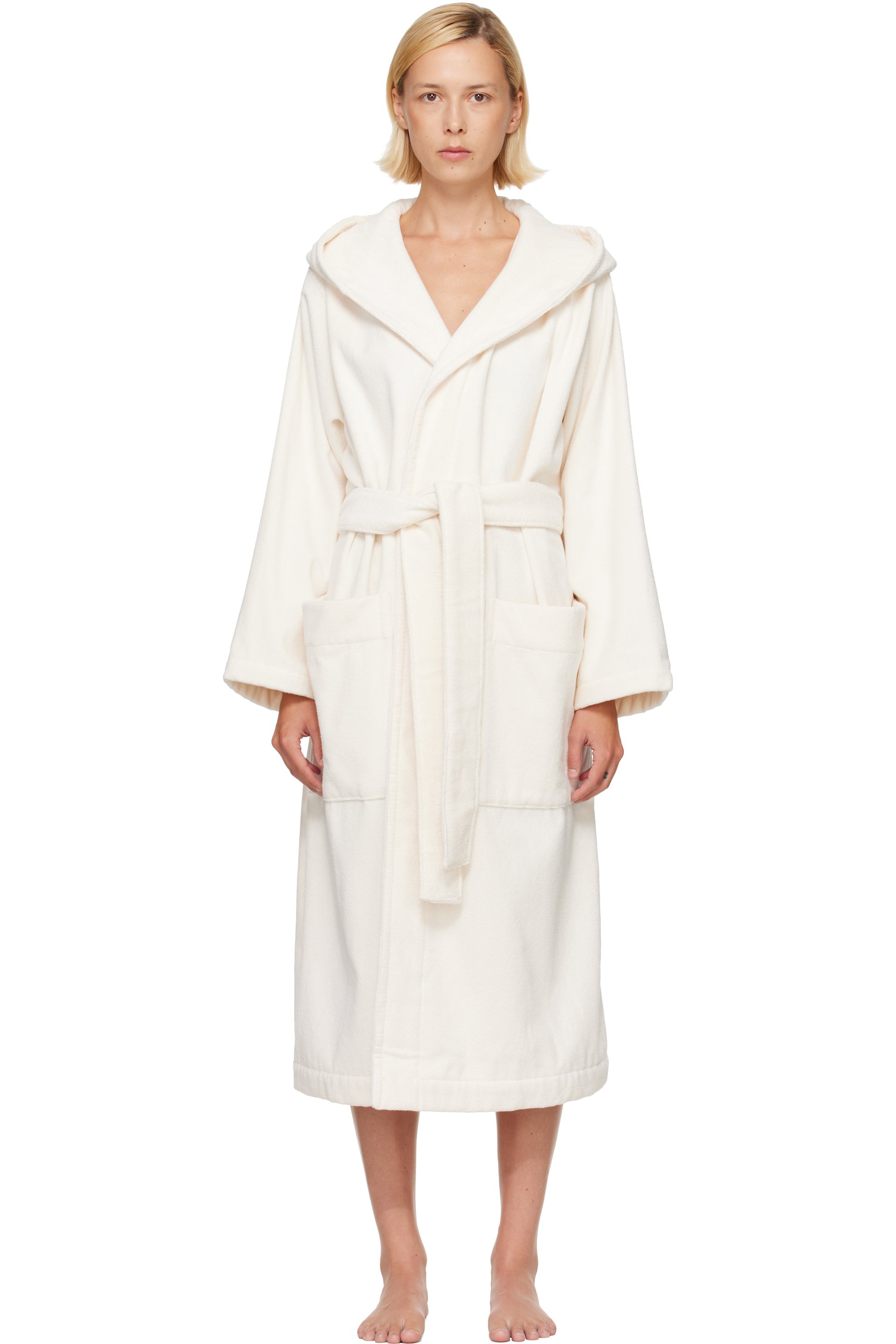 Tekla - Off-White Terry Hooded Bathrobe