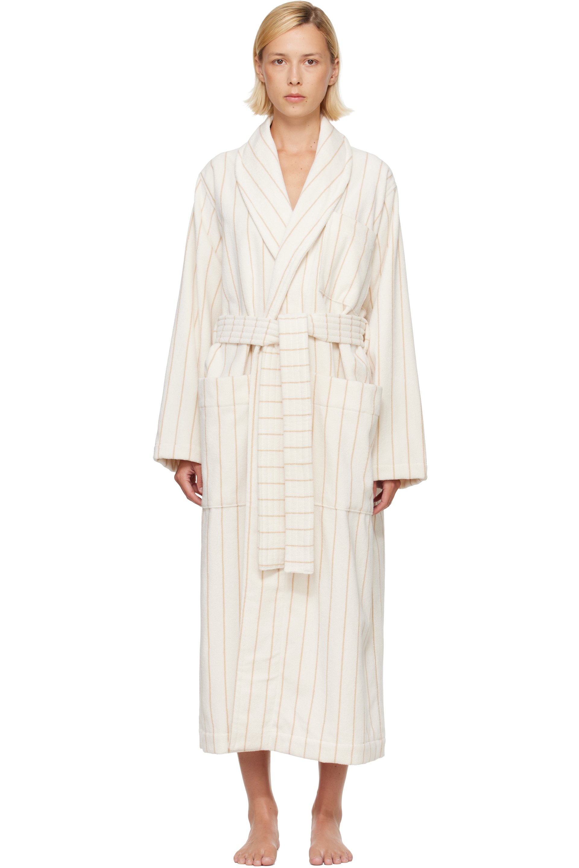 Tekla - Off-White & Beige Terry Classic Bathrobe