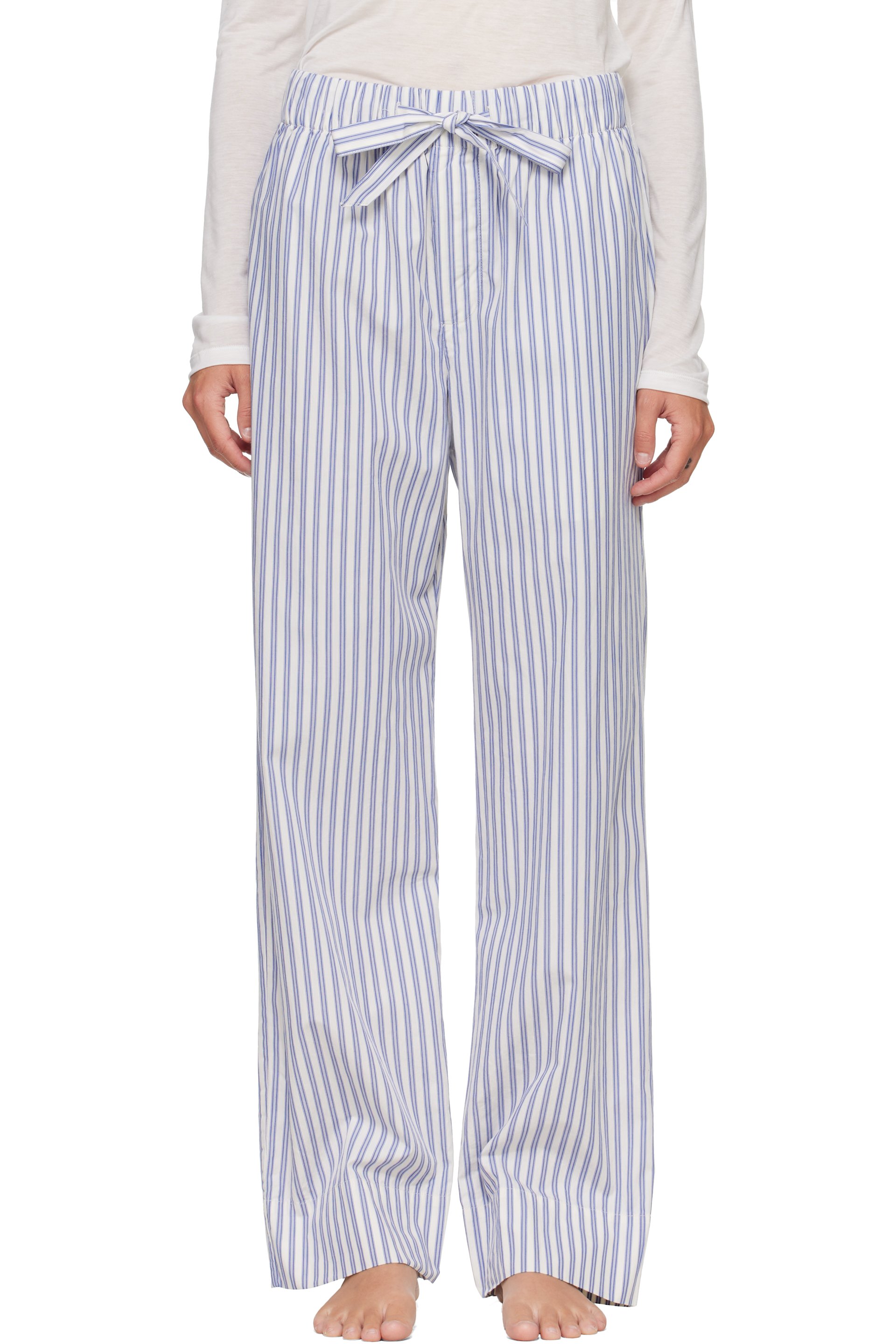 Tekla - Blue & White Poplin Pyjama Pants