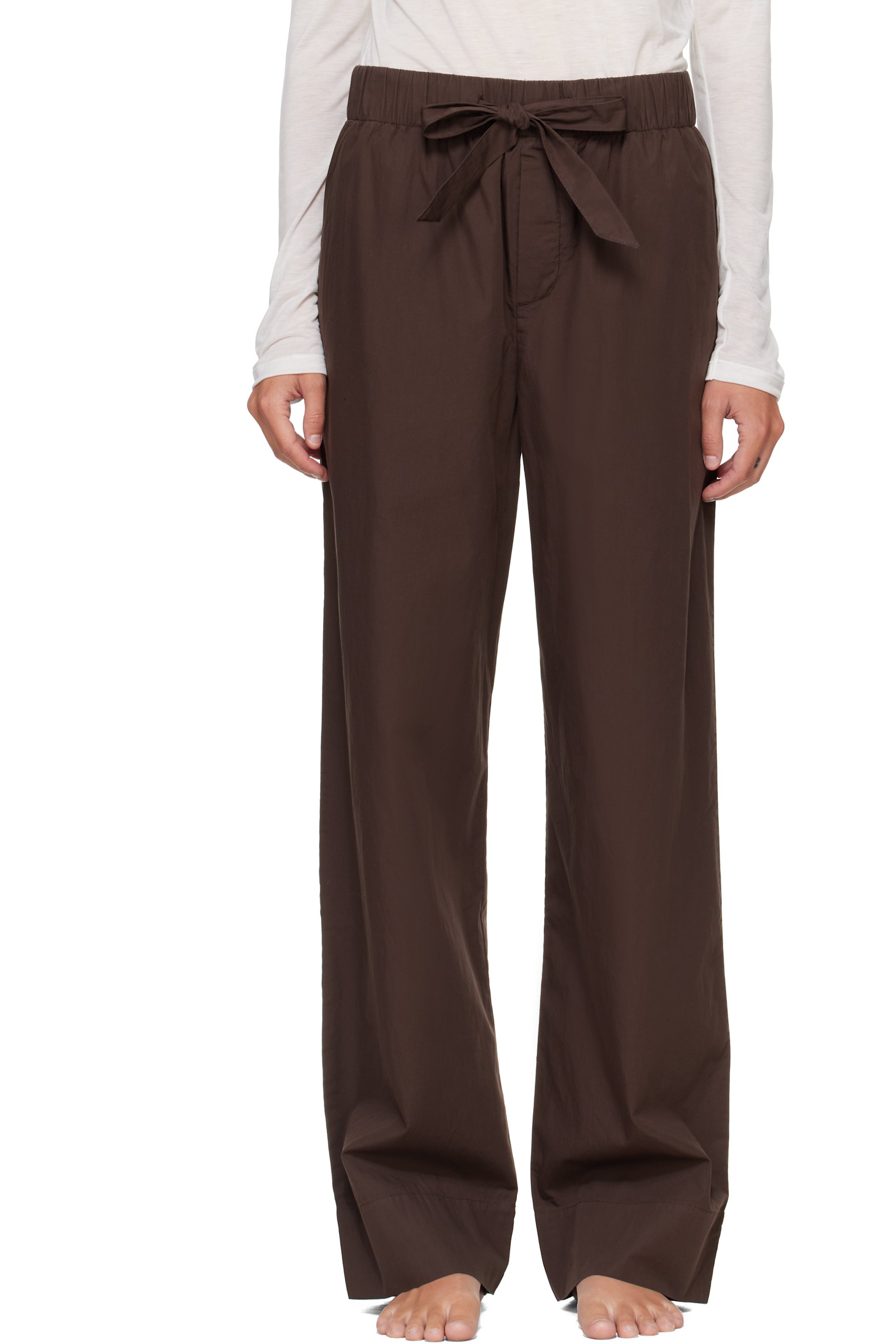 Tekla - Brown Poplin Pyjama Pants