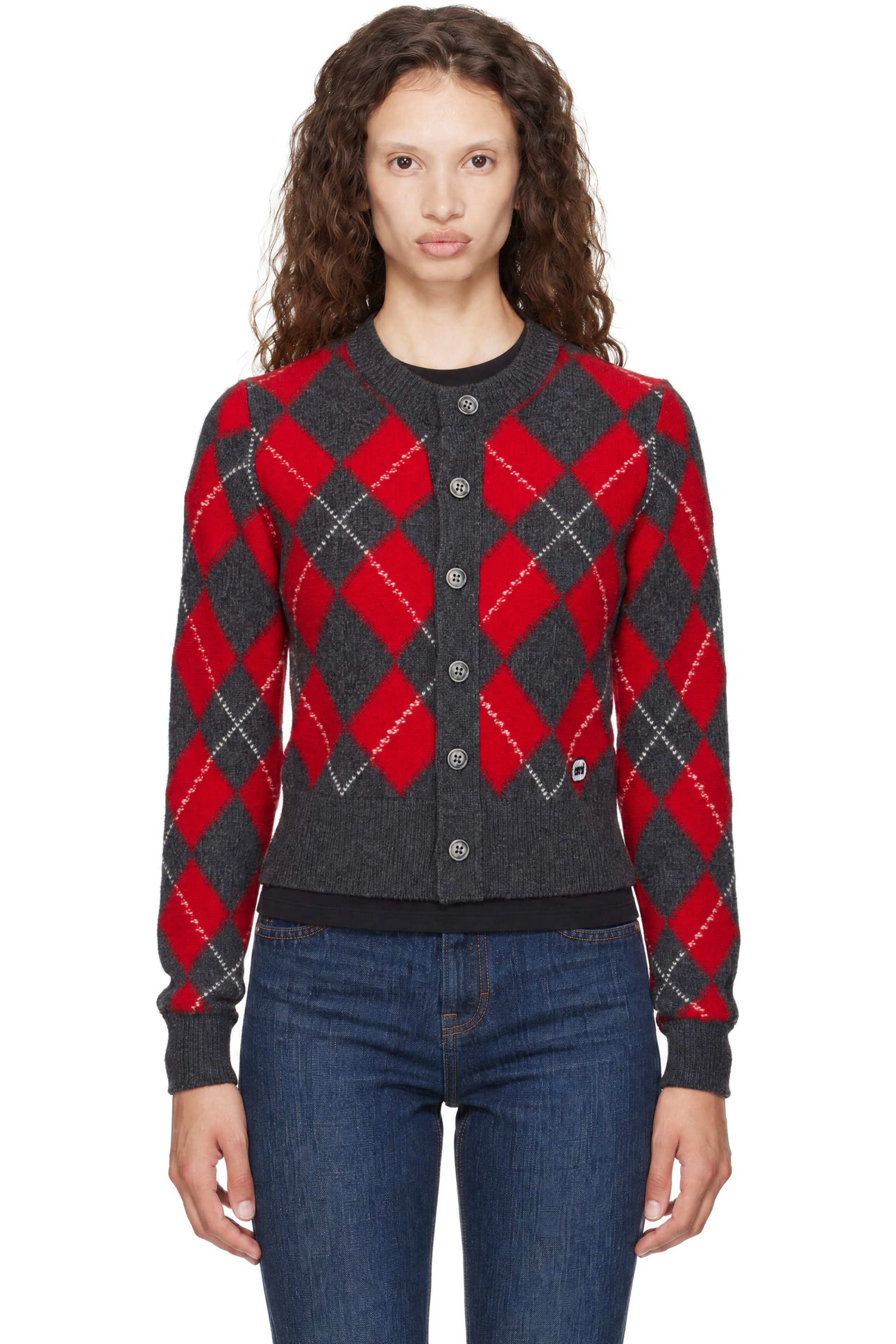 AMI Paris - Gray Wool Argyle Cardigan