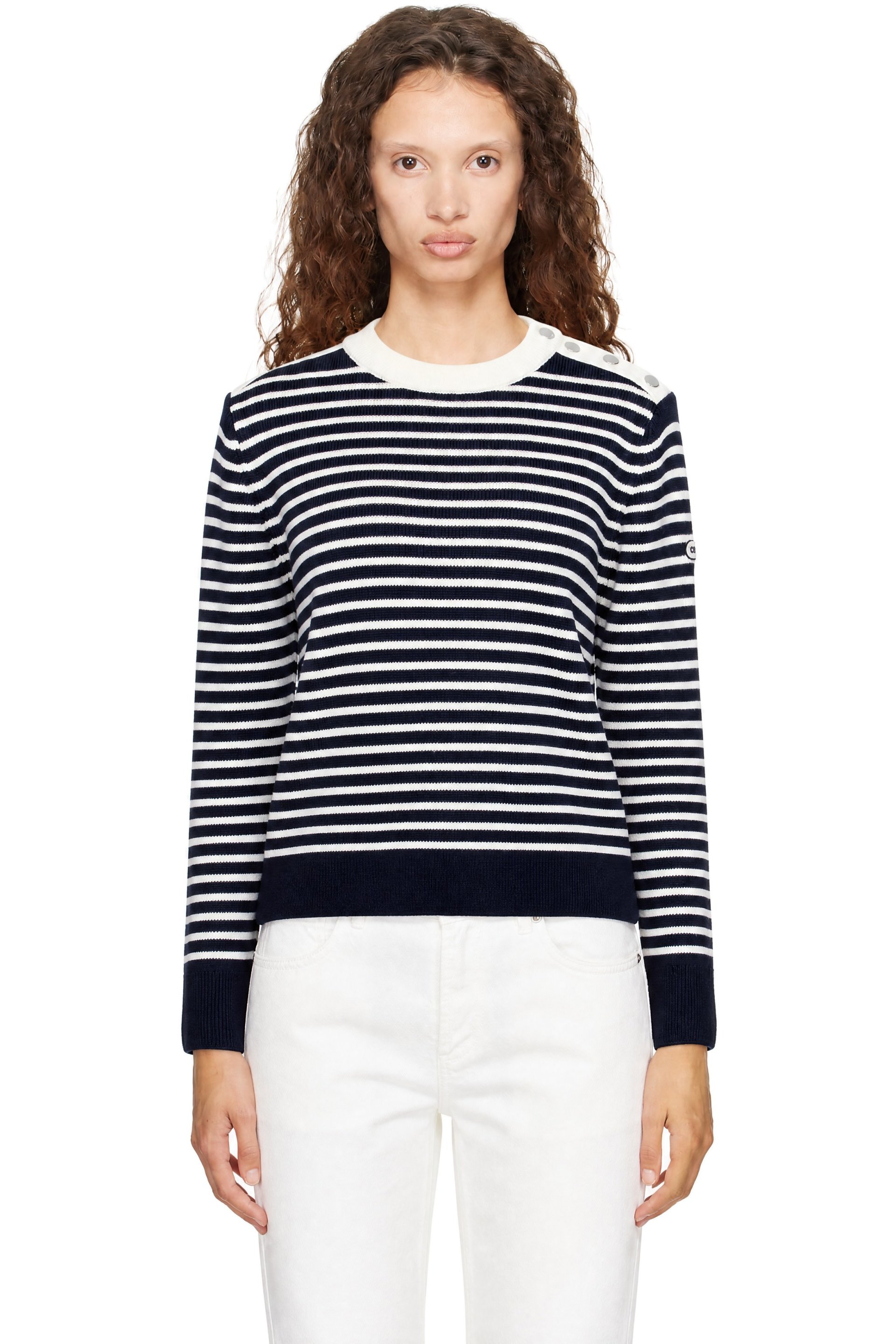AMI Paris - Navy & Off-White Sailor Striped Wool Crewneck Sweater
