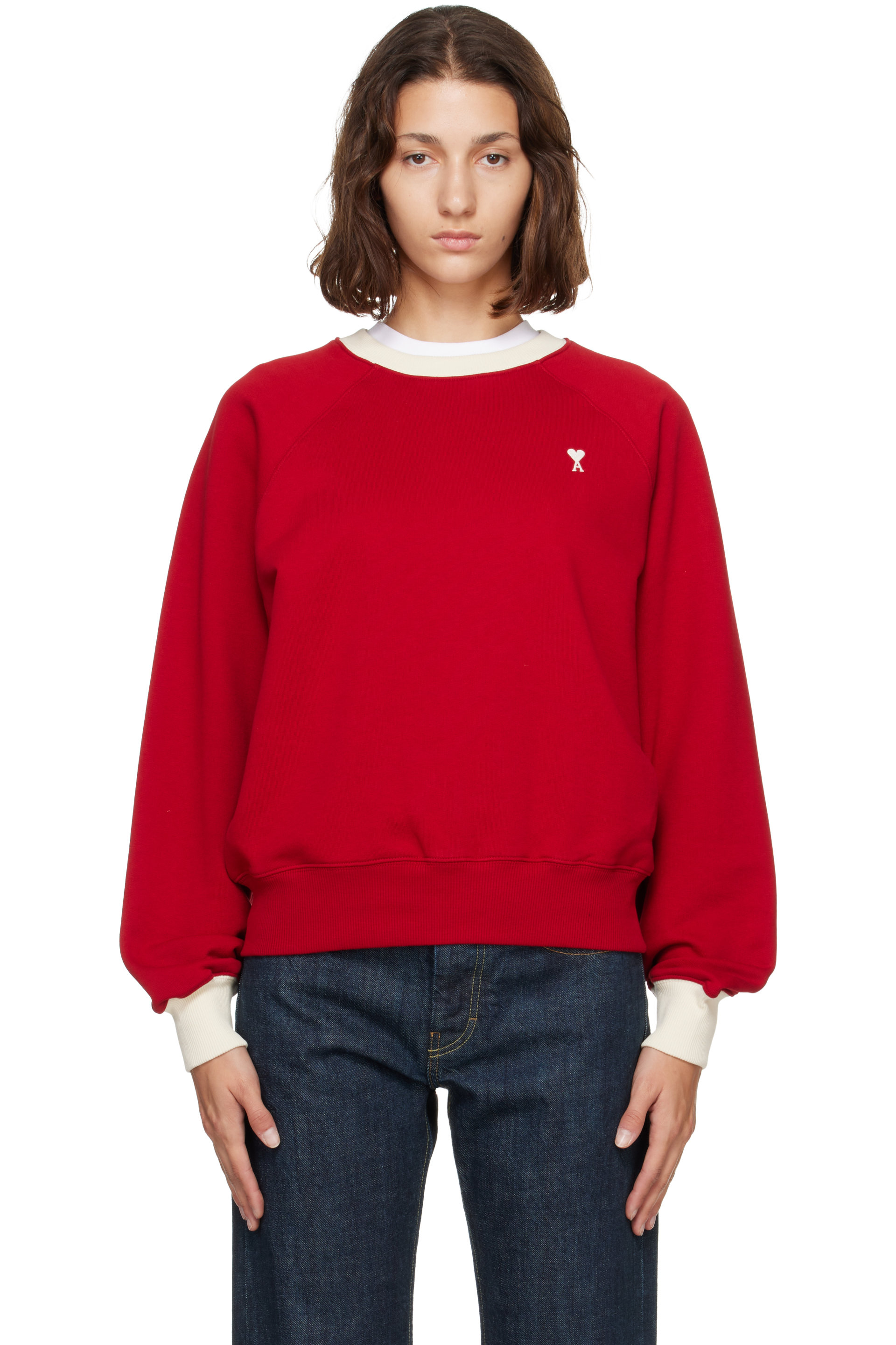 AMI Paris - Red Bicolor Ami de Coeur Sweatshirt