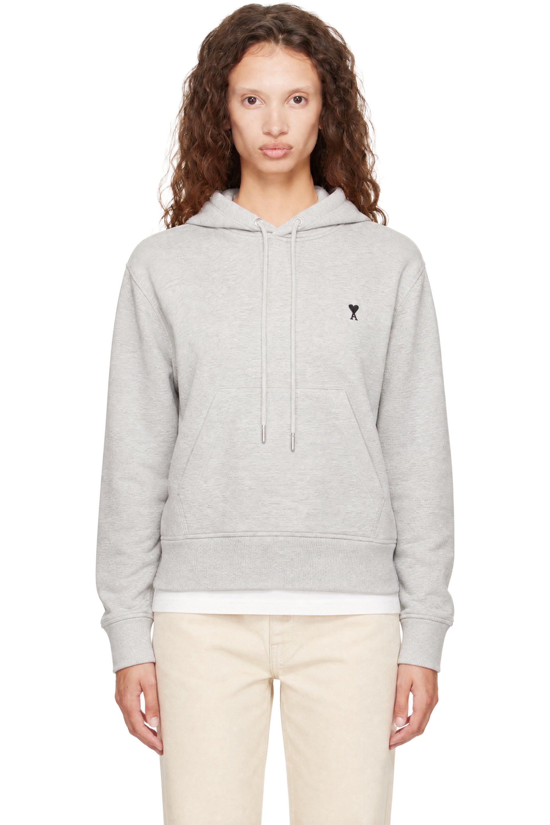 AMI Paris - Gray Contrasted Ami de Coeur Hoodie