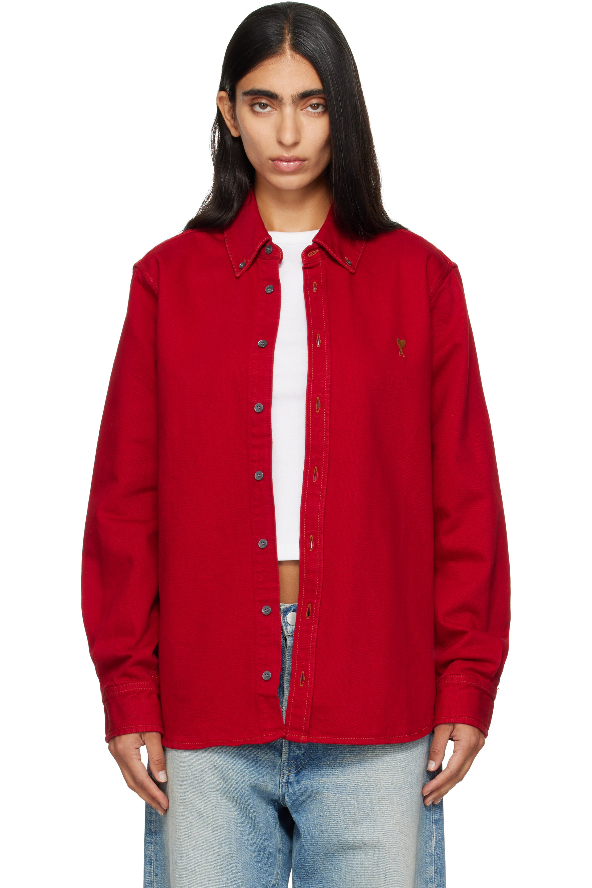 AMI Paris - Red Ami de Coeur Cotton Shirt