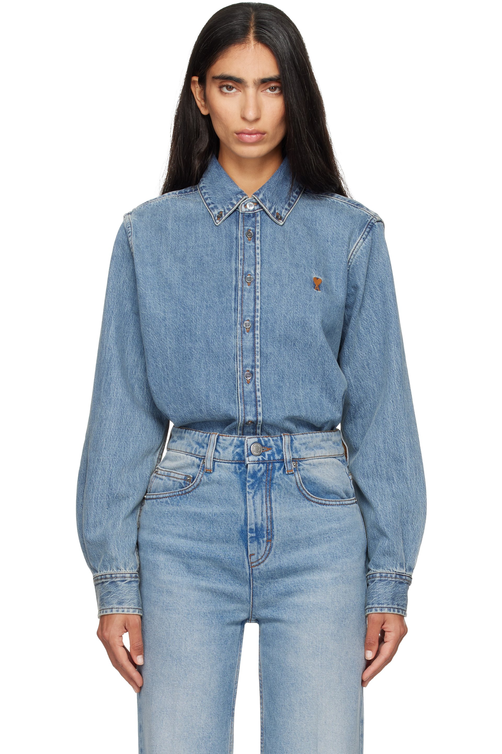 AMI Paris - Blue Ami de Coeur Denim Shirt