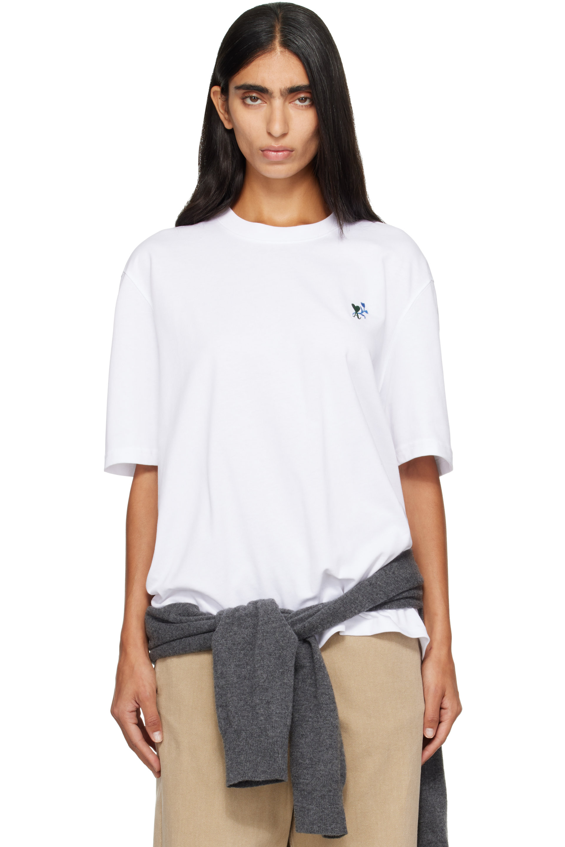 AMI Paris - White Ami de Coeur Tulip Cotton T-shirt