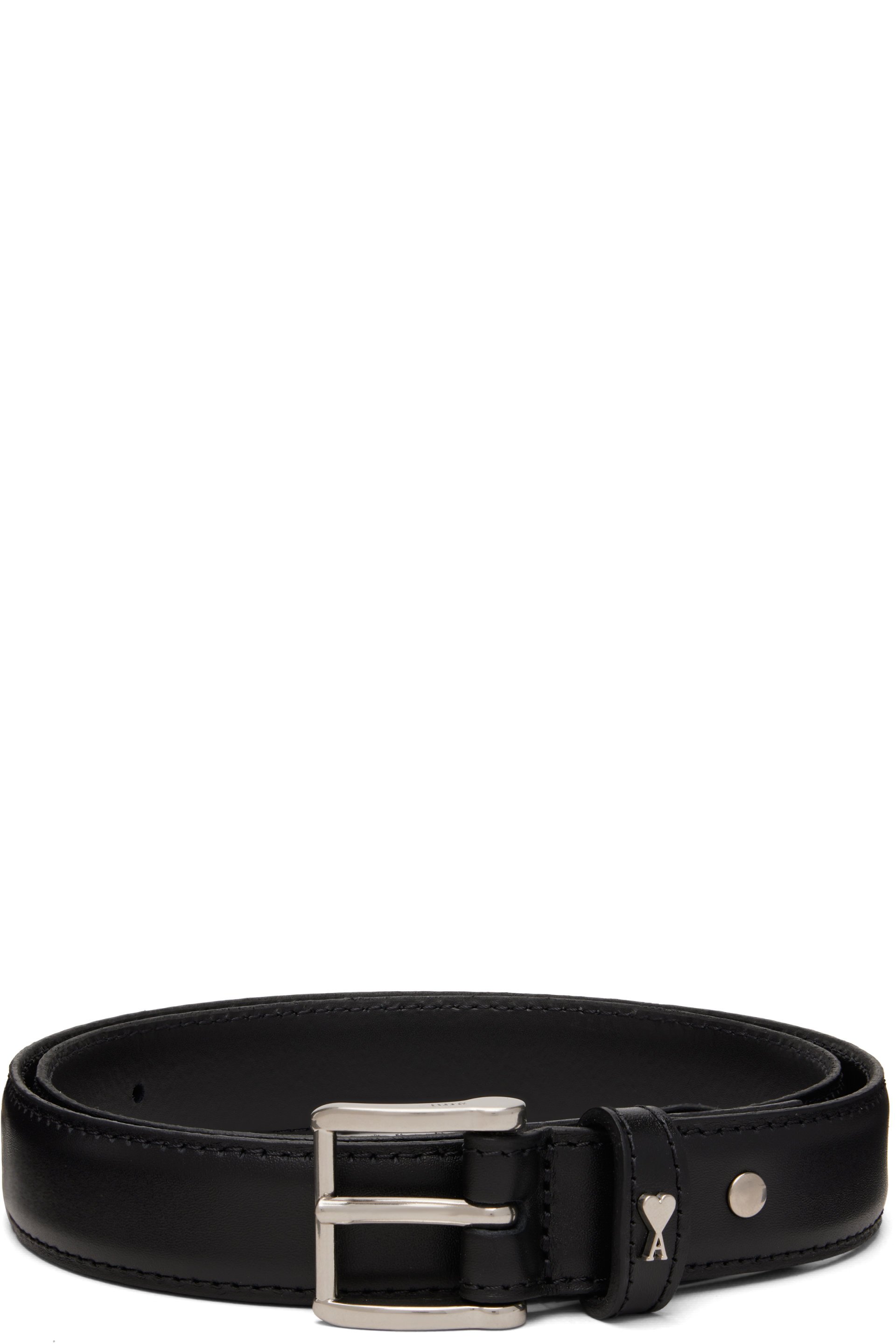 AMI Paris - Black Cowhide Leather Paris Paris Belt