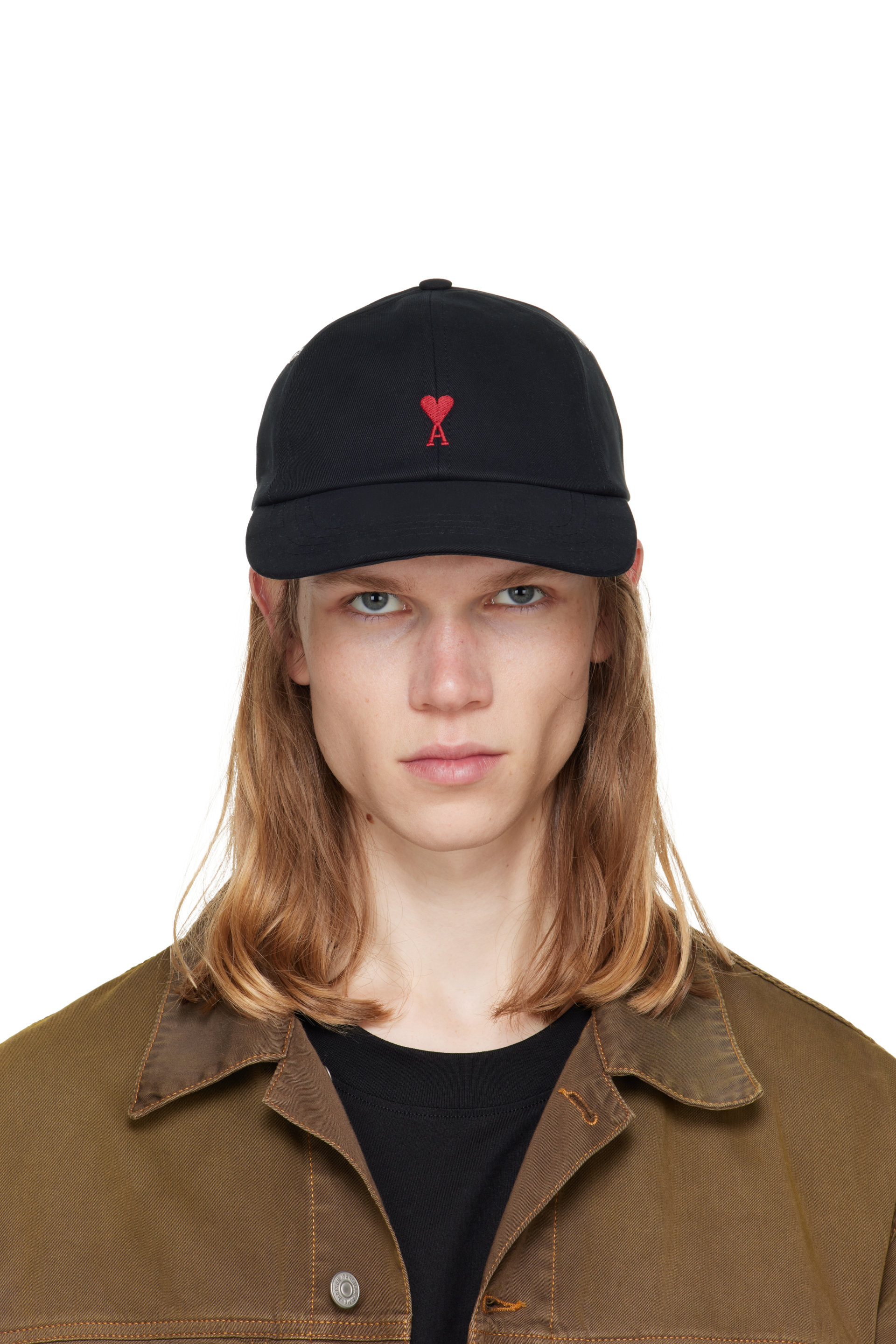 AMI Paris - Black Red Ami De Coeur Embroidery Cap