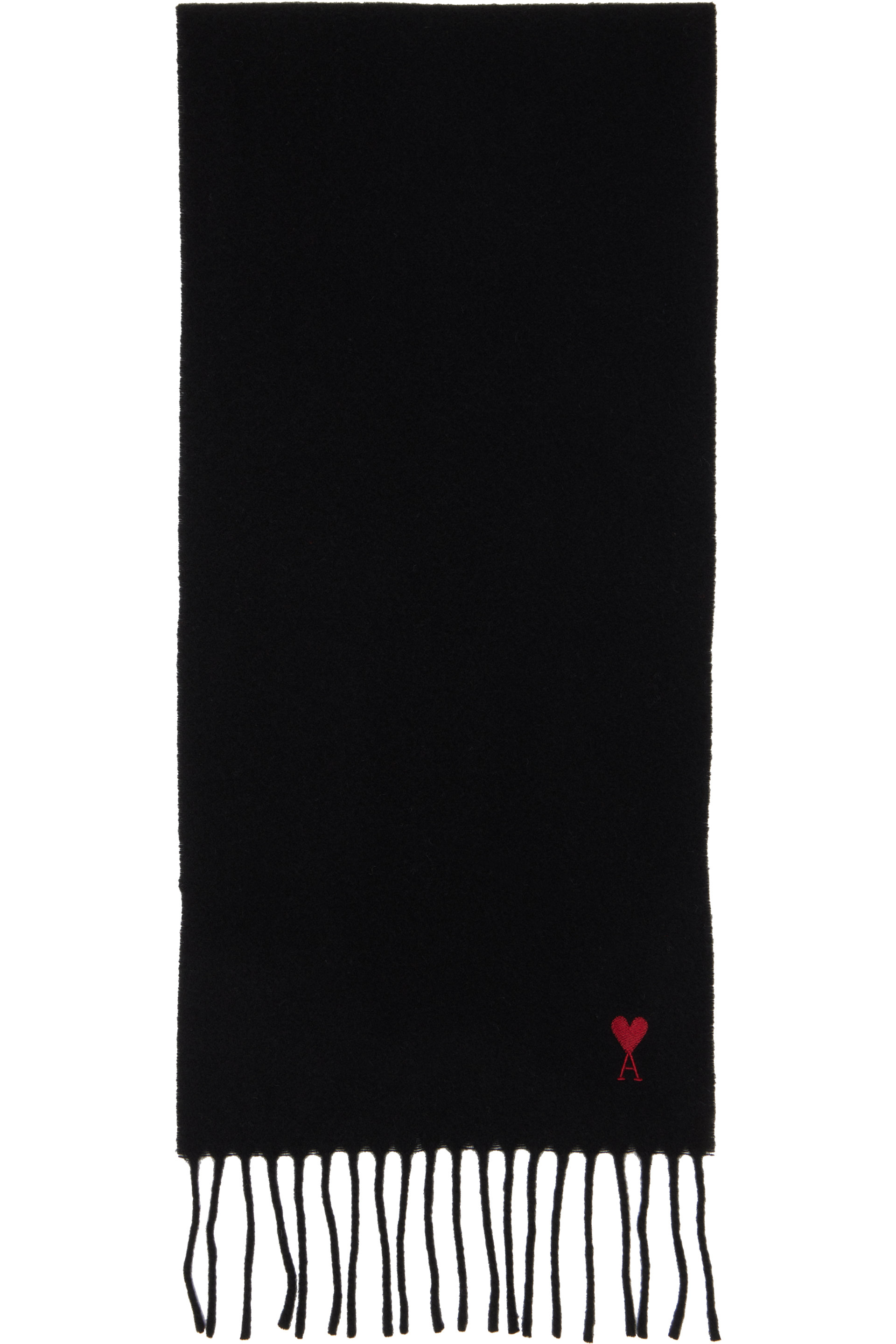 AMI Paris - Black Wool Ami de Coeur Scarf