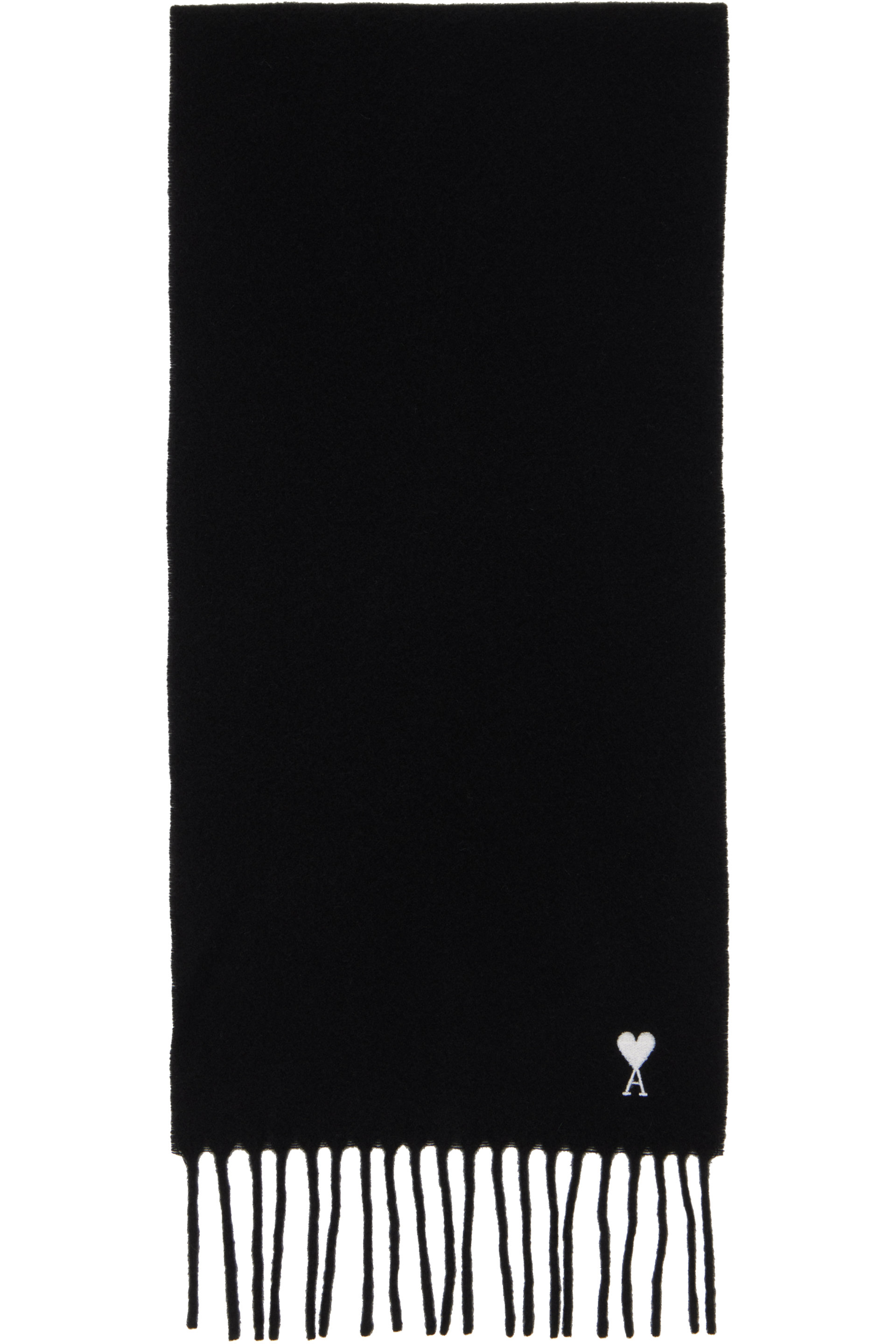 AMI Paris - Black Wool Ami de Coeur Scarf