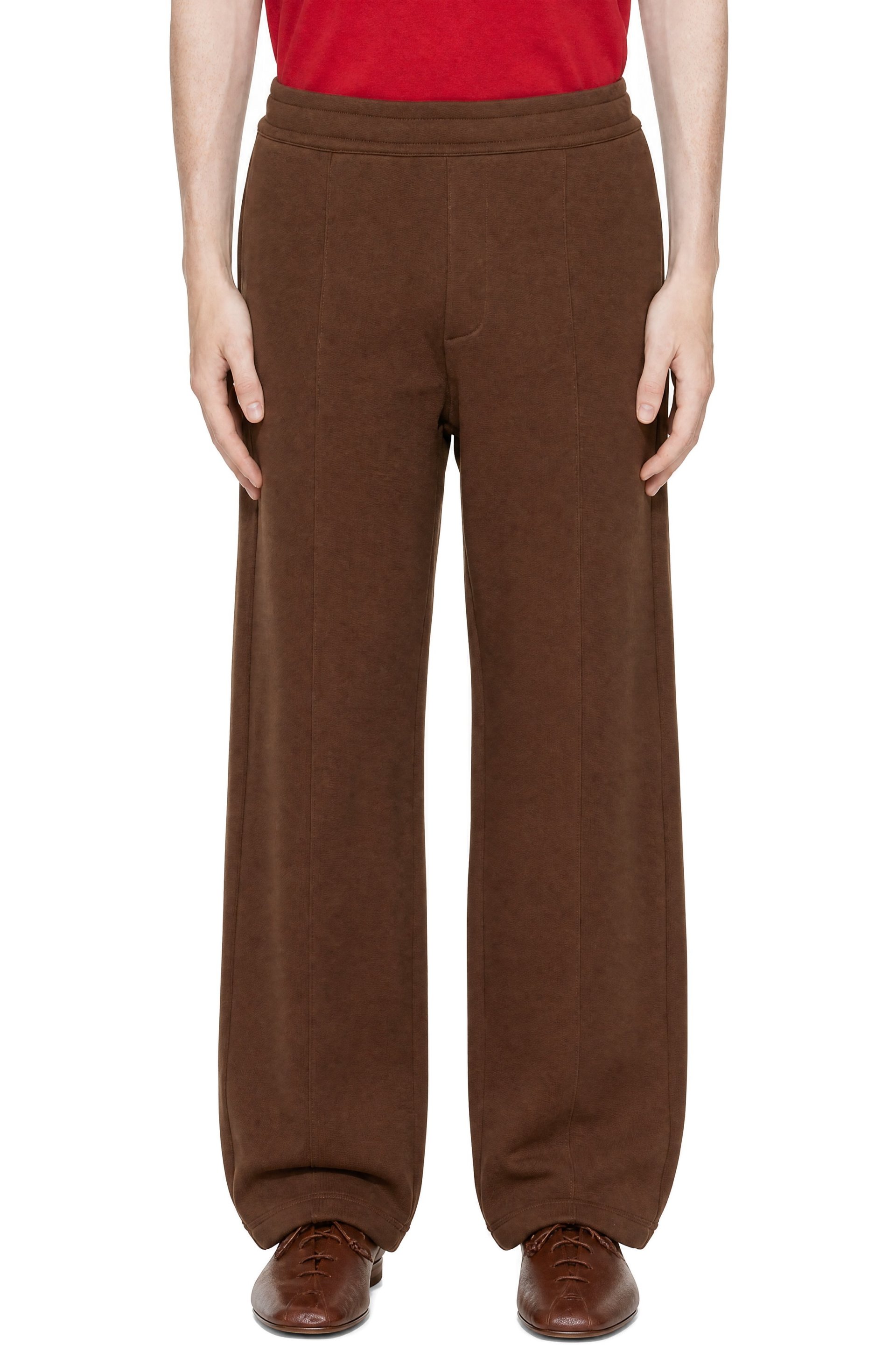 AMI Paris - Brown Cotton Embossed Ami de Coeur Sweatpants