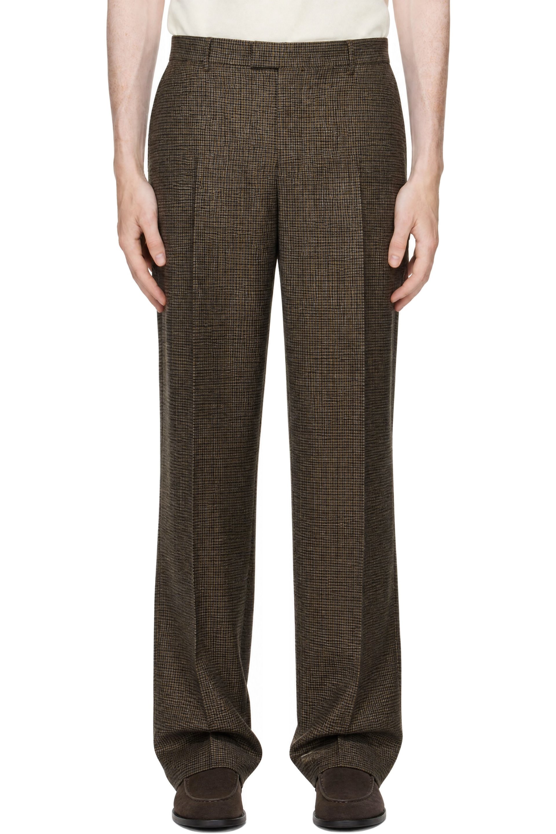 AMI Paris - Brown Houndstooth Balloon Trousers