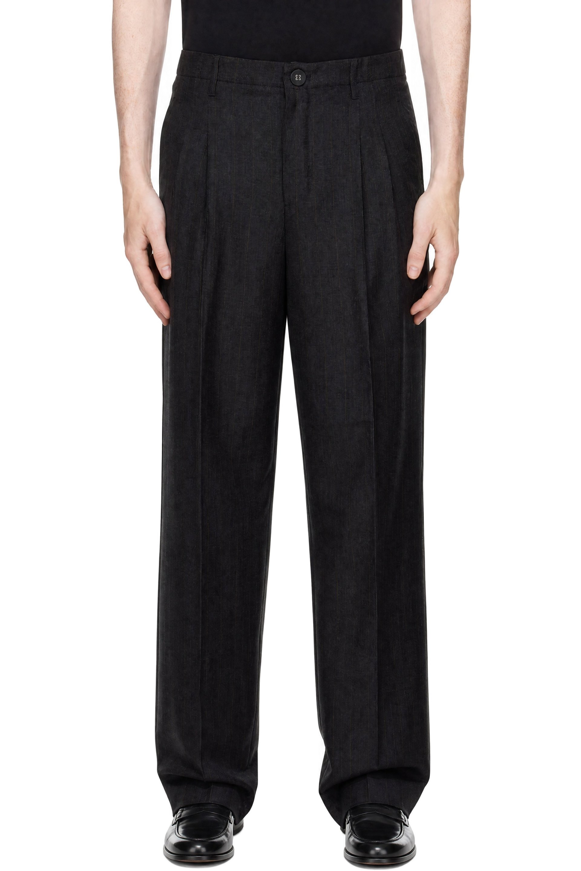 AMI Paris - Gray Carrot-Fit Striped Wool Trousers