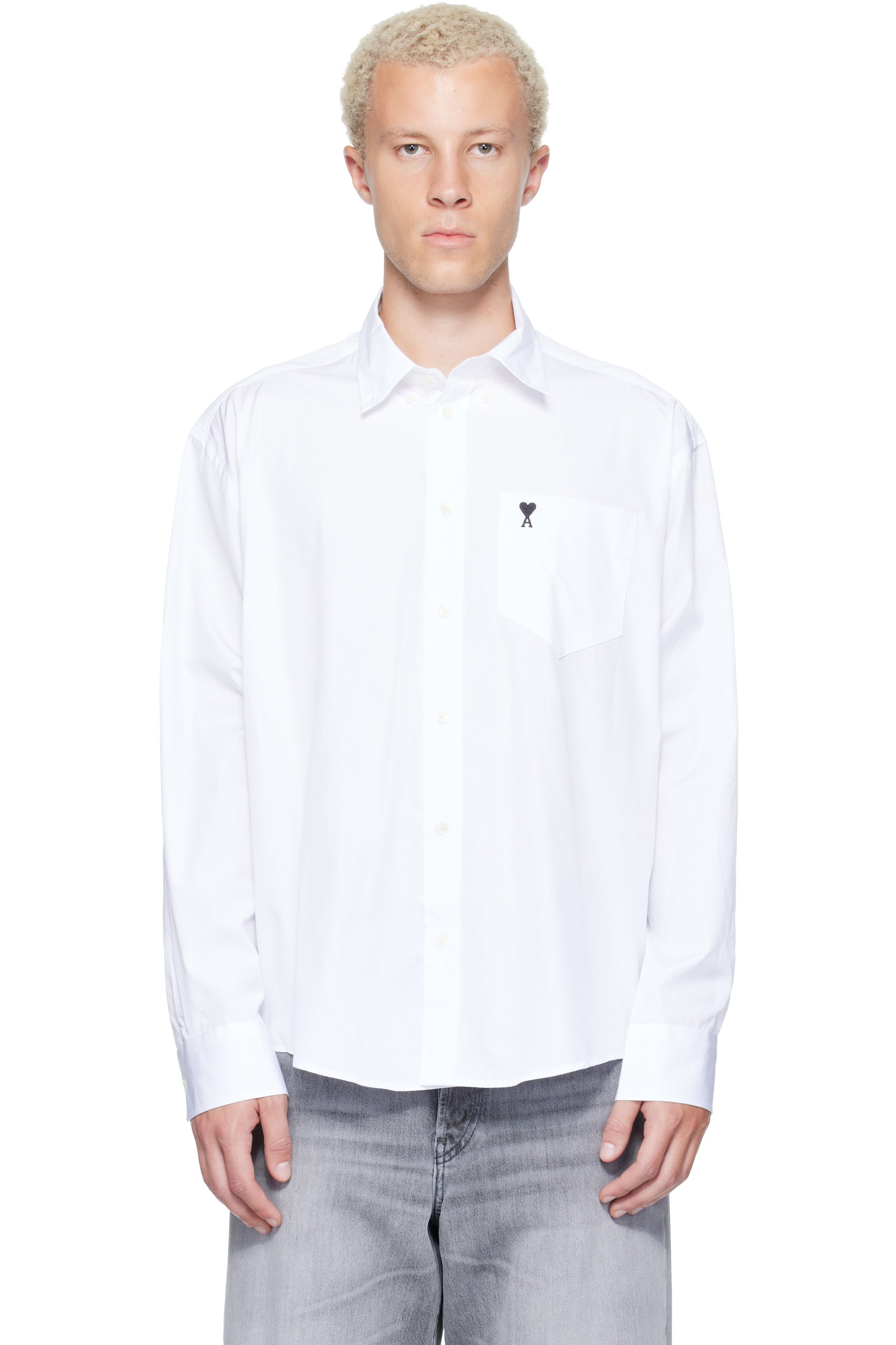AMI Paris - White Boxy Cotton Ami de Coeur Shirt