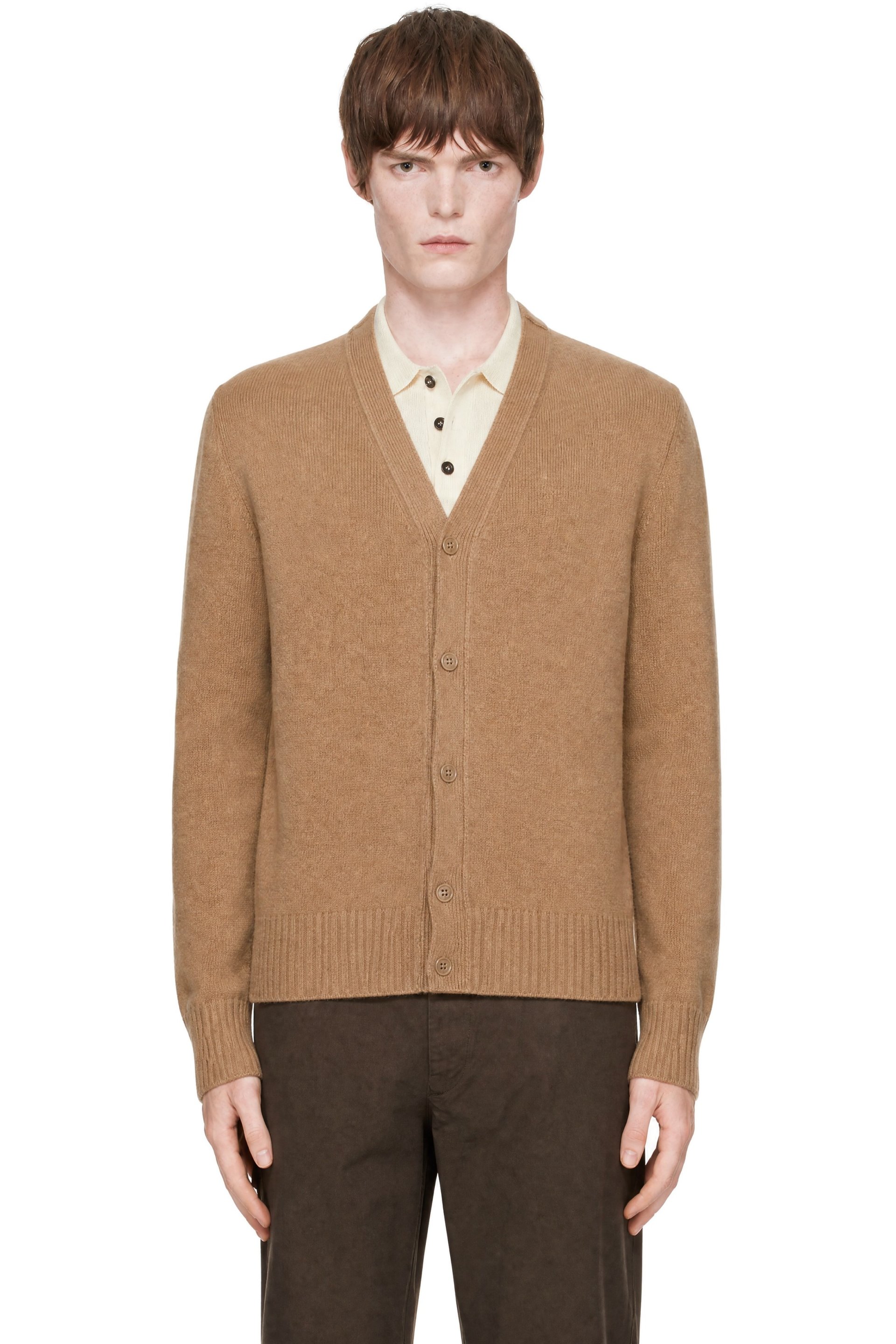AMI Paris - Beige Cashmere Tonal Ami de Coeur Cardigan
