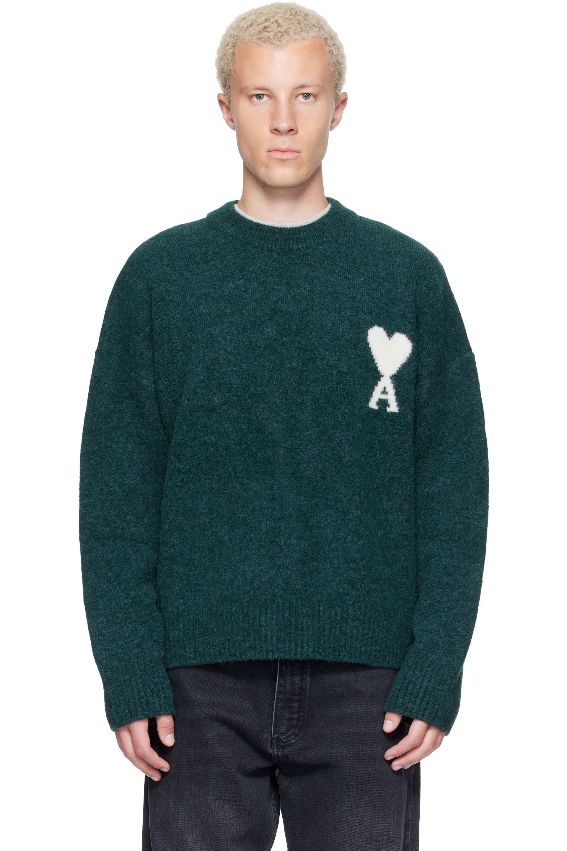 AMI Paris - Green Crewneck Alpaca Ami de Coeur Sweater