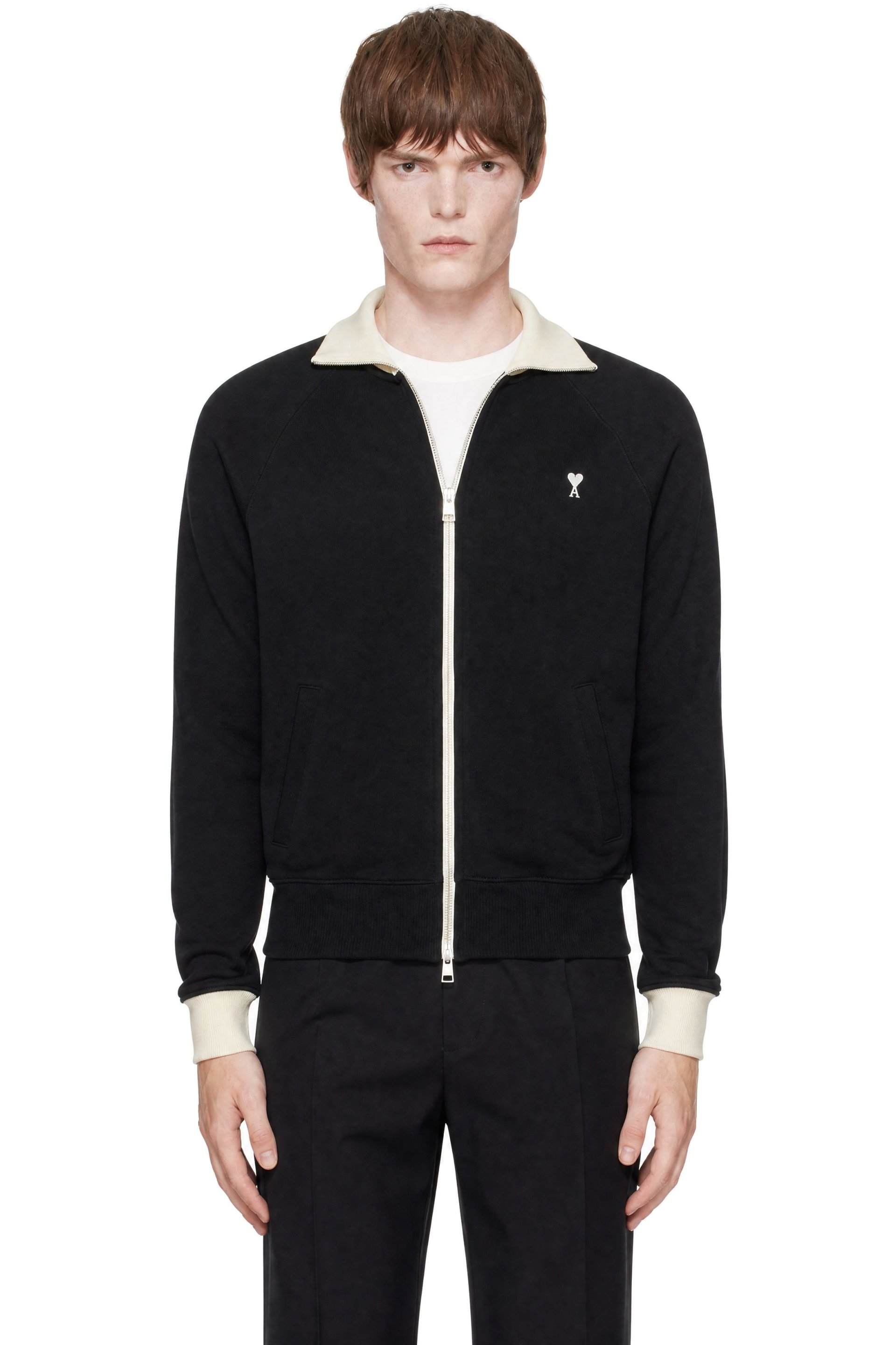 AMI Paris - Black Zipped Ami de Coeur Sweatshirt