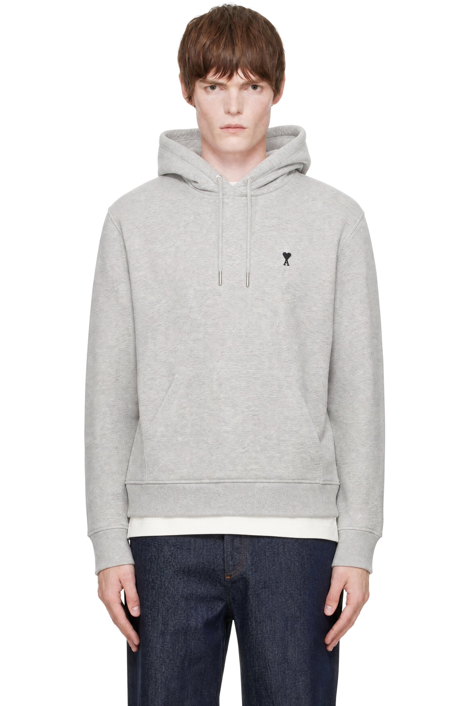 AMI Paris - Gray Cotton Ami de Coeur Hoodie
