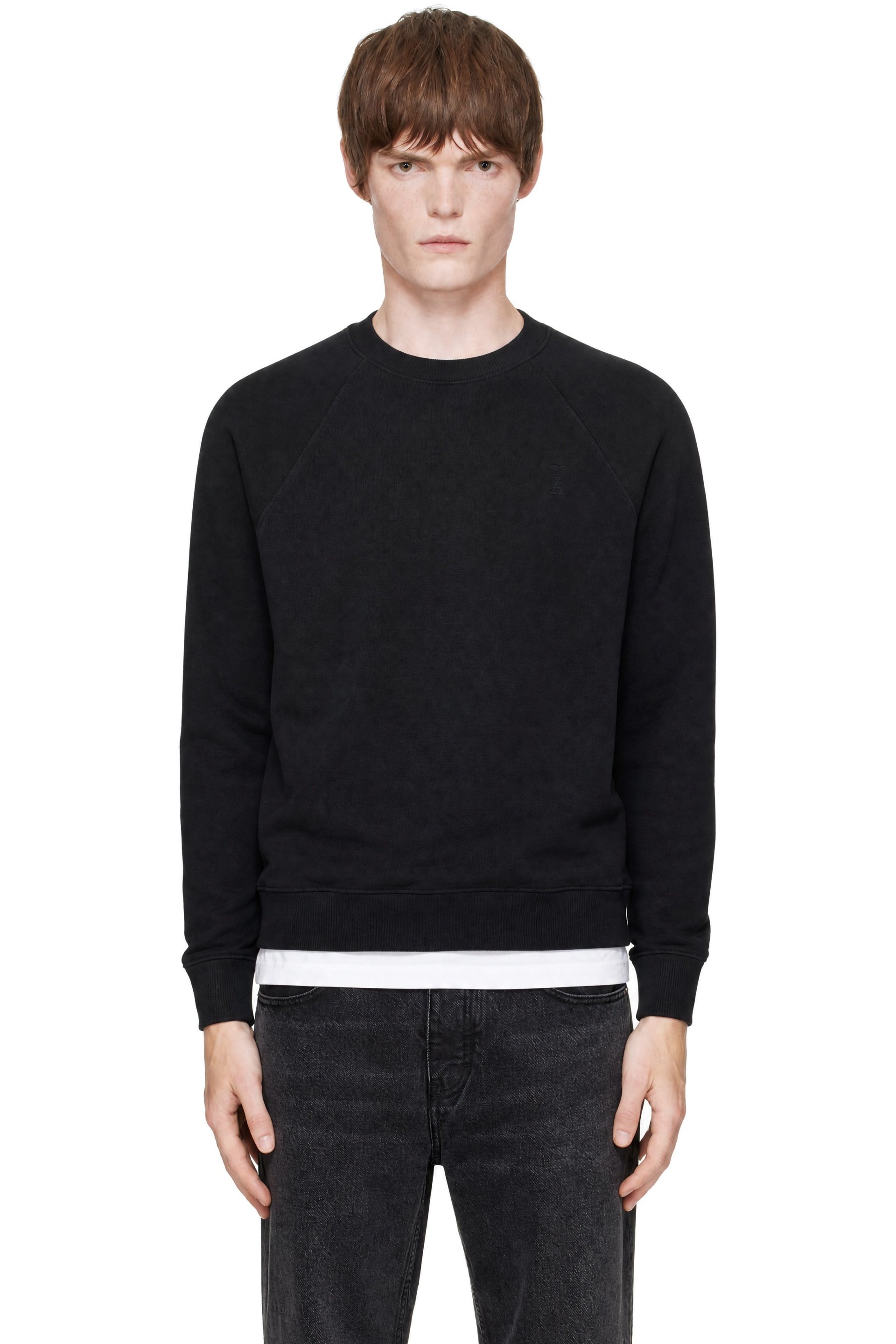 AMI Paris - Black Cotton Embossed Ami de Coeur Sweatshirt
