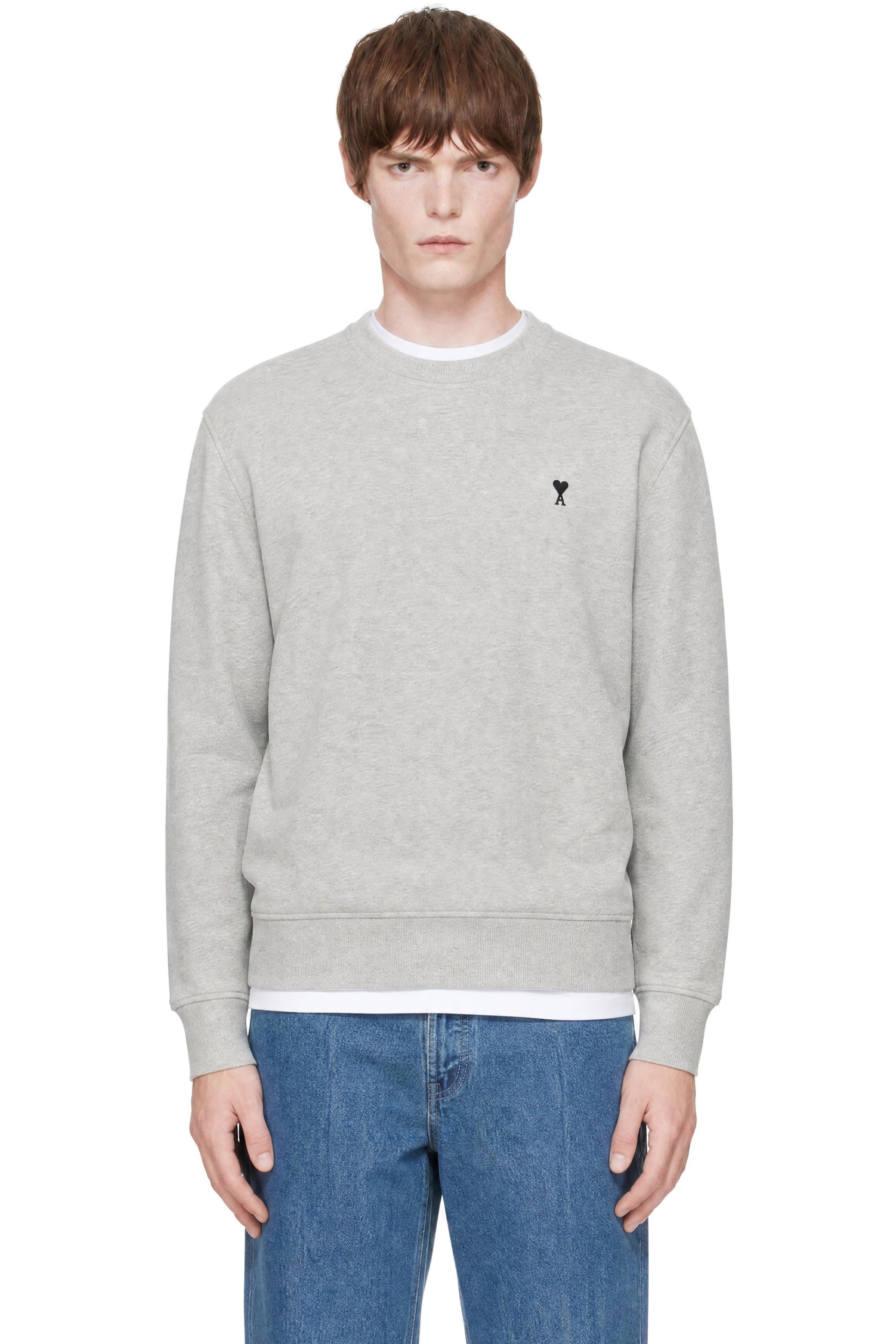 AMI Paris - Gray Cotton Ami de Coeur Sweatshirt