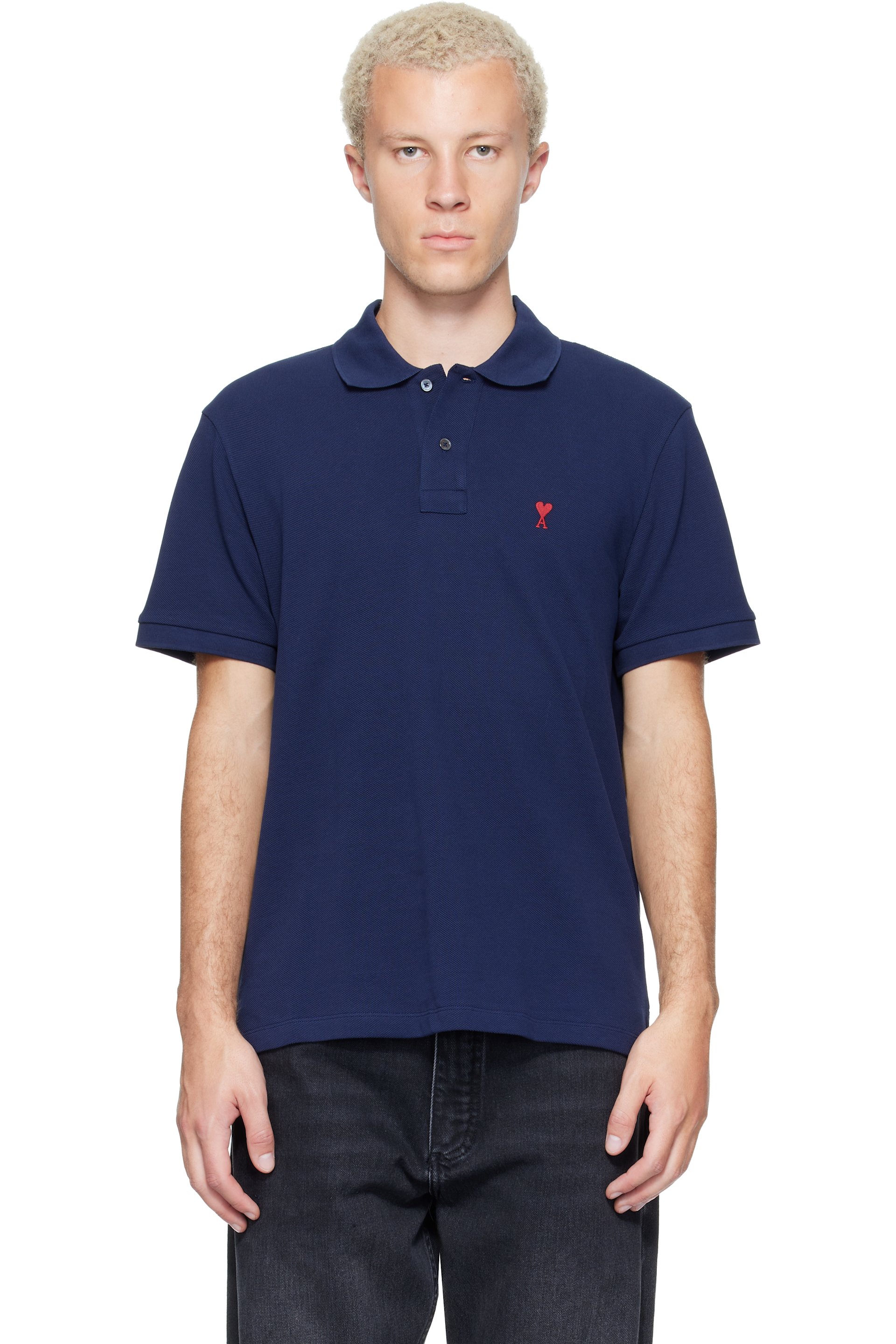 AMI Paris - Navy Cotton Ami de Coeur Polo