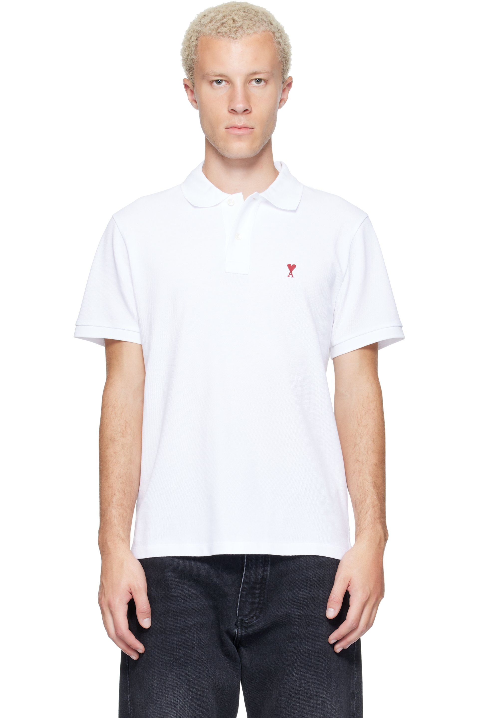 AMI Paris - White  Cotton Ami de Coeur Polo