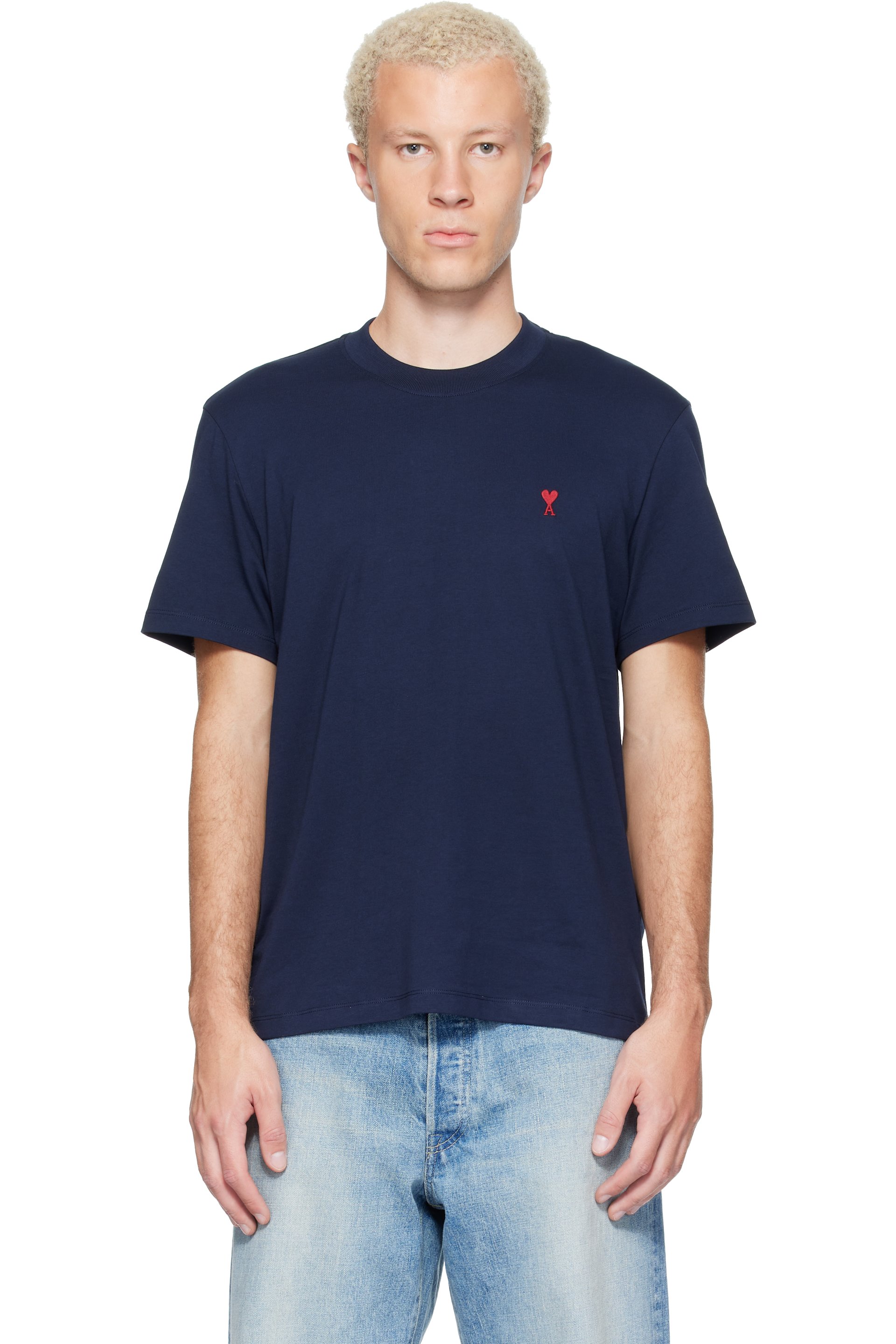 AMI Paris - Navy Cotton Ami de Coeur T-shirt