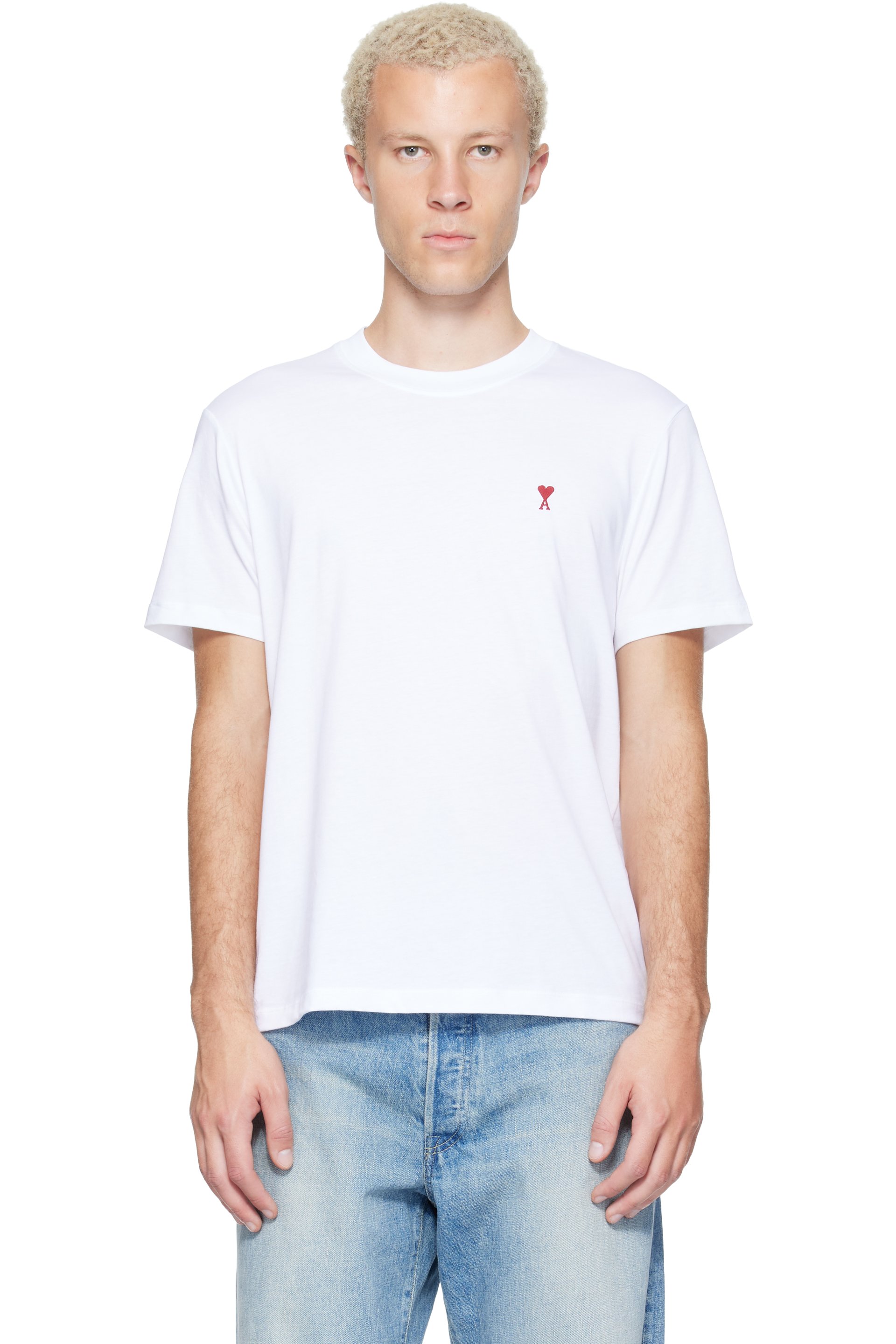 AMI Paris - White Cotton Ami de Coeur T-shirt