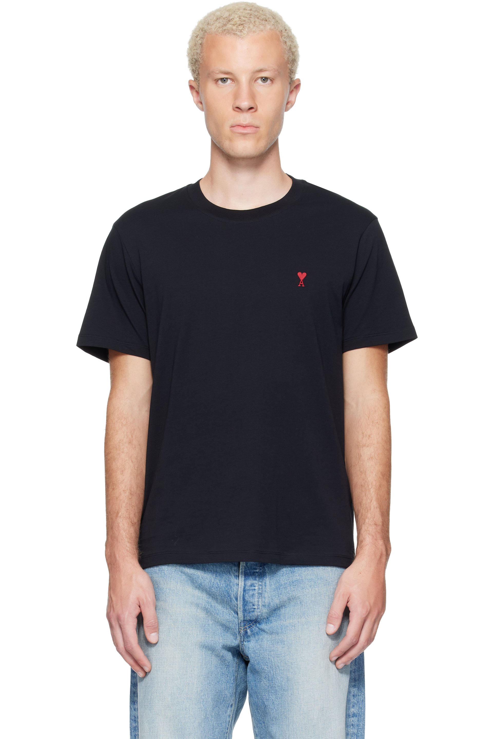 AMI Paris - Black Cotton Ami de Coeur T-shirt