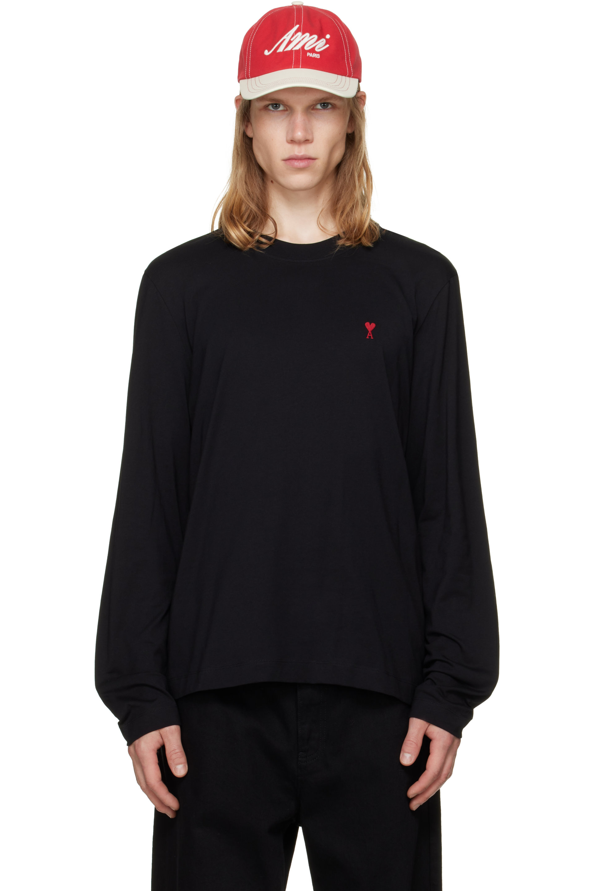 AMI Paris - Black Ami de Coeur Cotton Longsleeves T-shirt