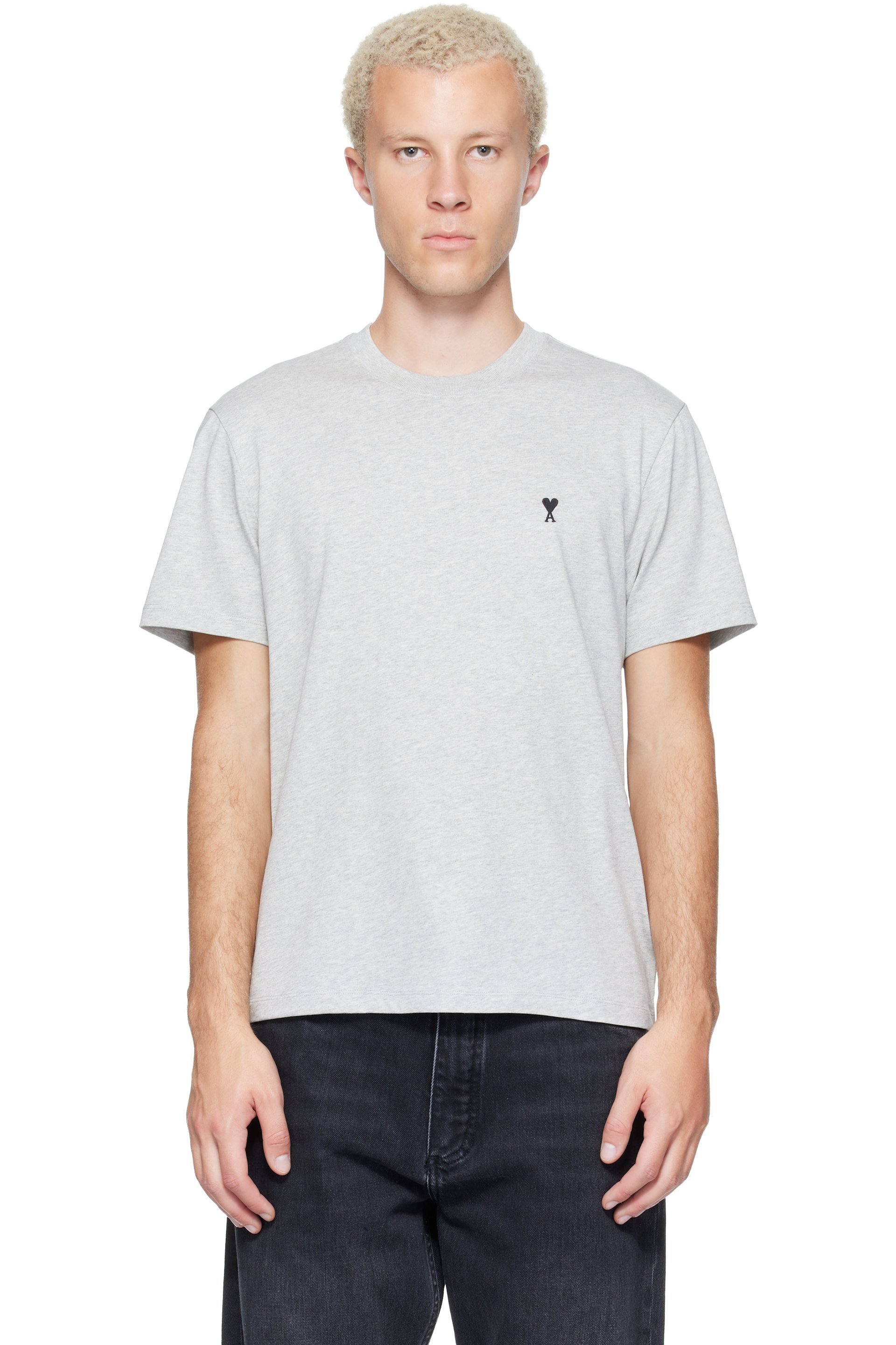 AMI Paris - Gray Cotton Ami de Coeur T-shirt