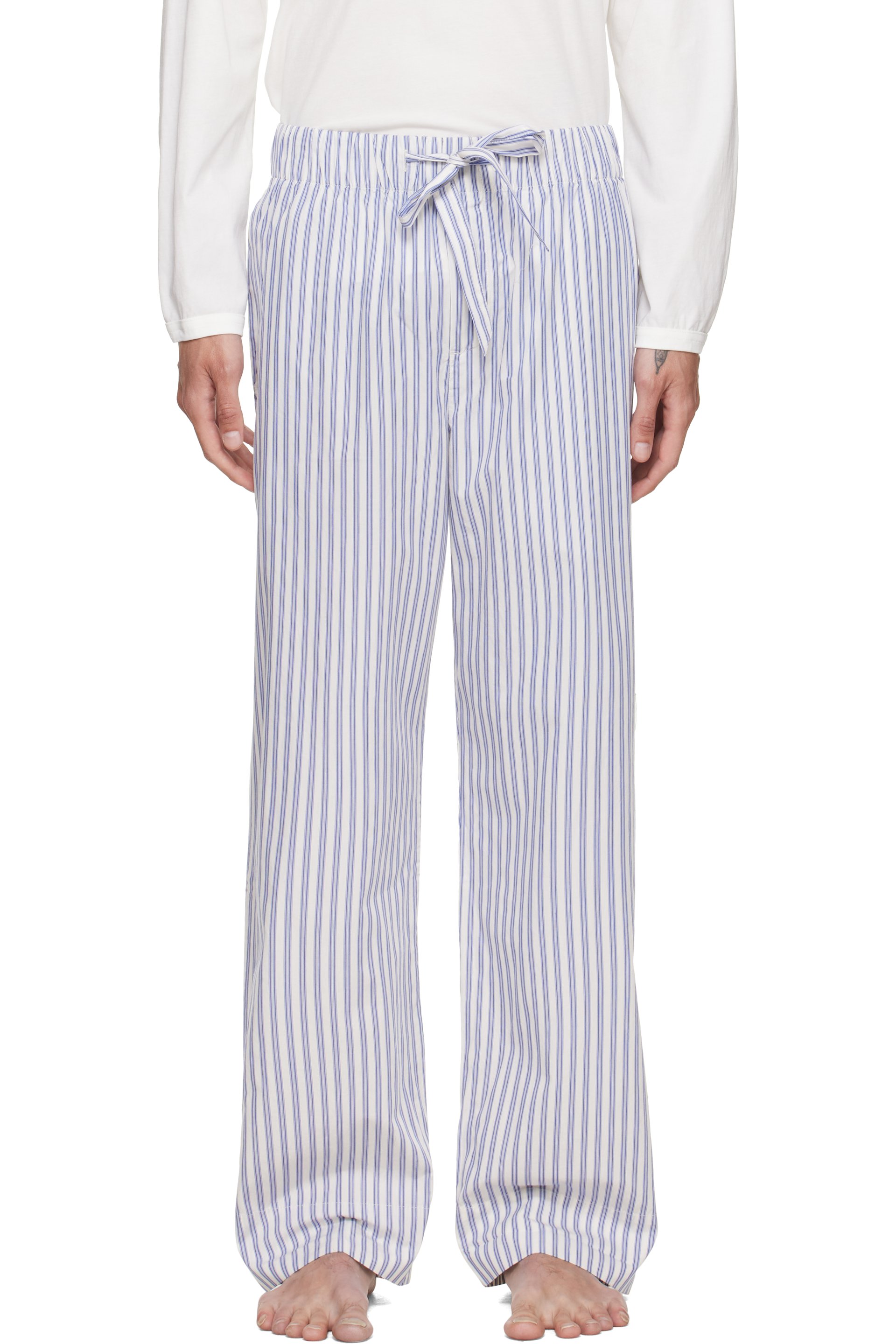Tekla - Blue & White Poplin Pyjama Pants