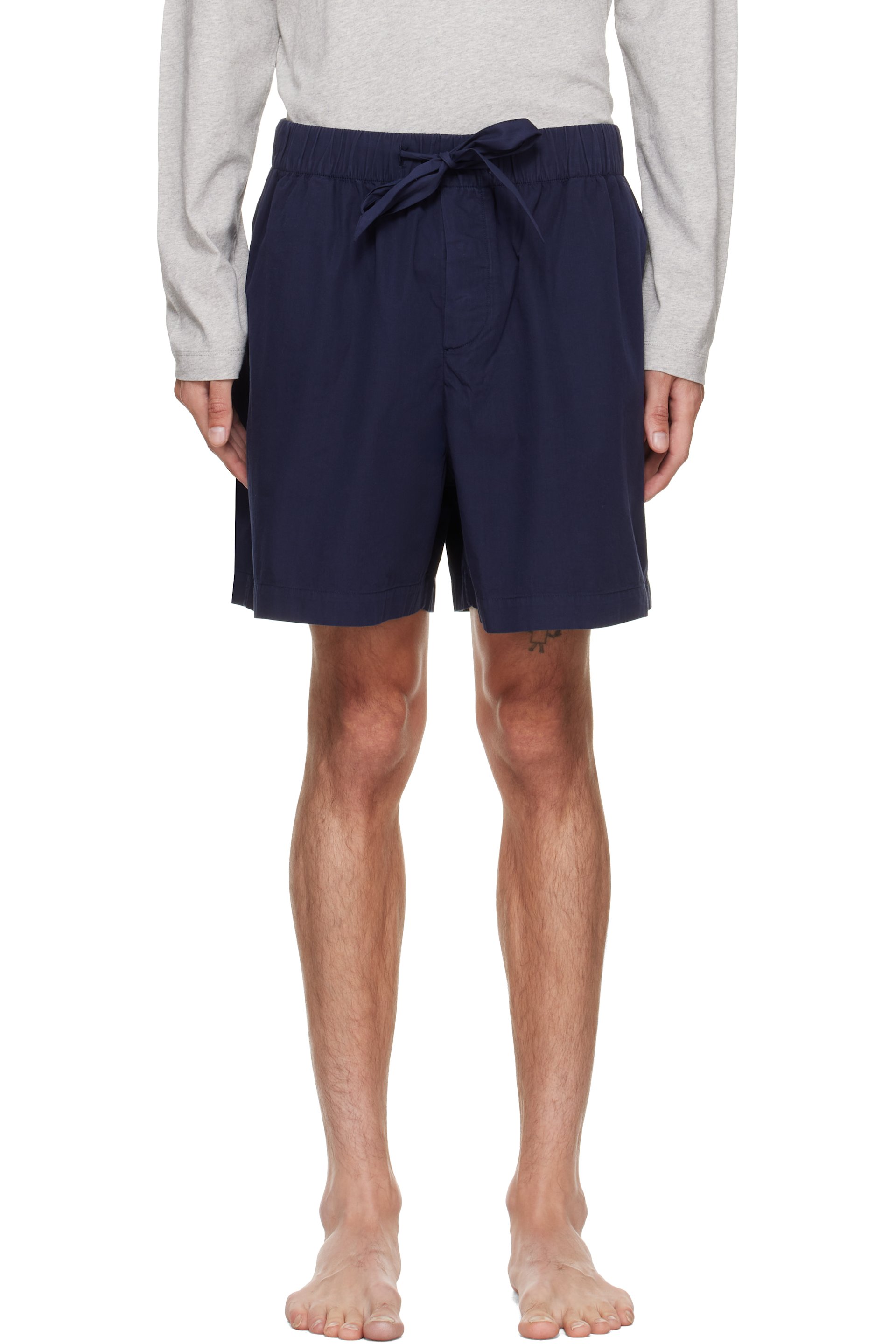 Tekla - Navy Poplin Pyjama Shorts