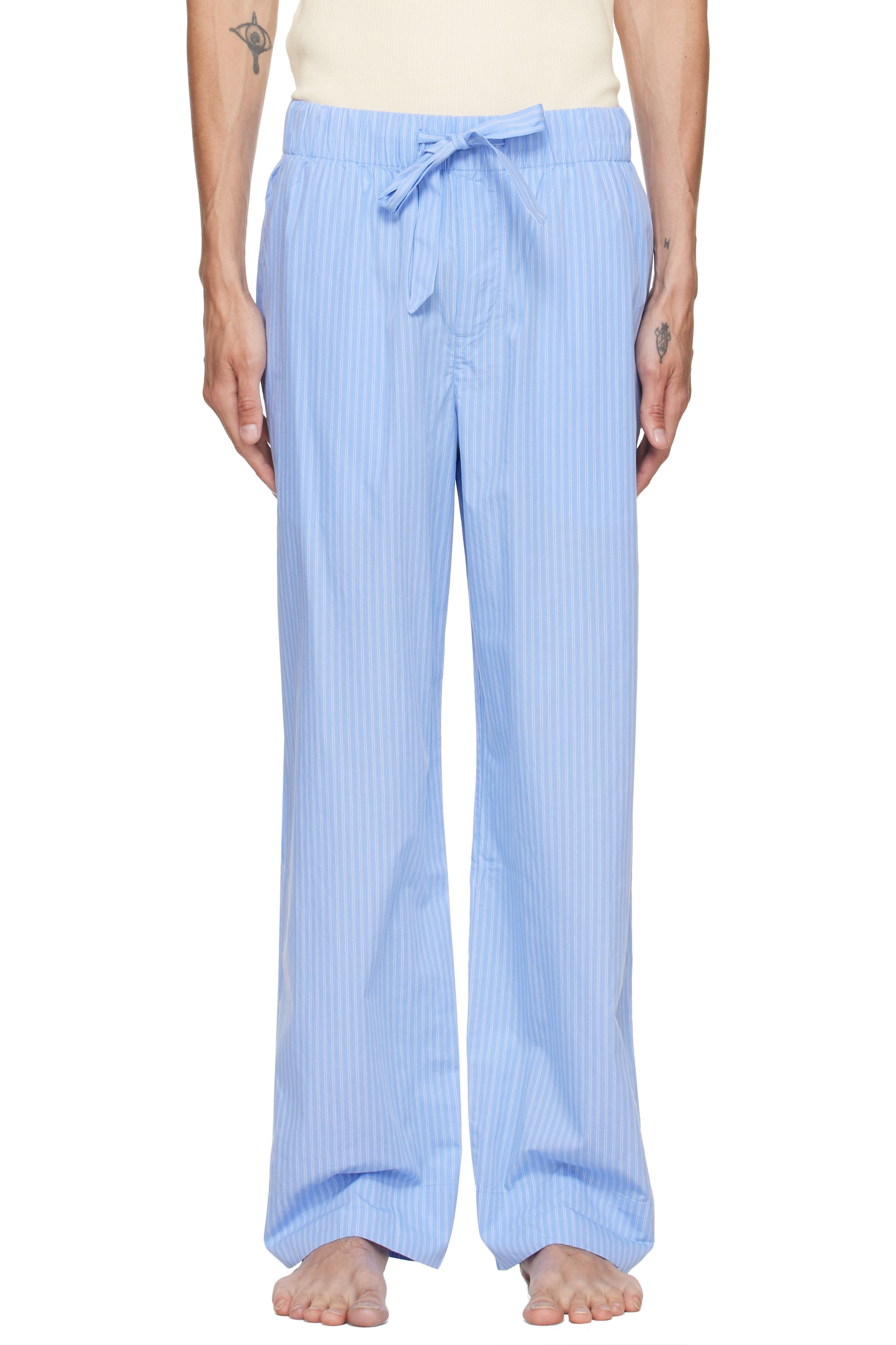 Tekla - Blue Poplin Pyjama Pants