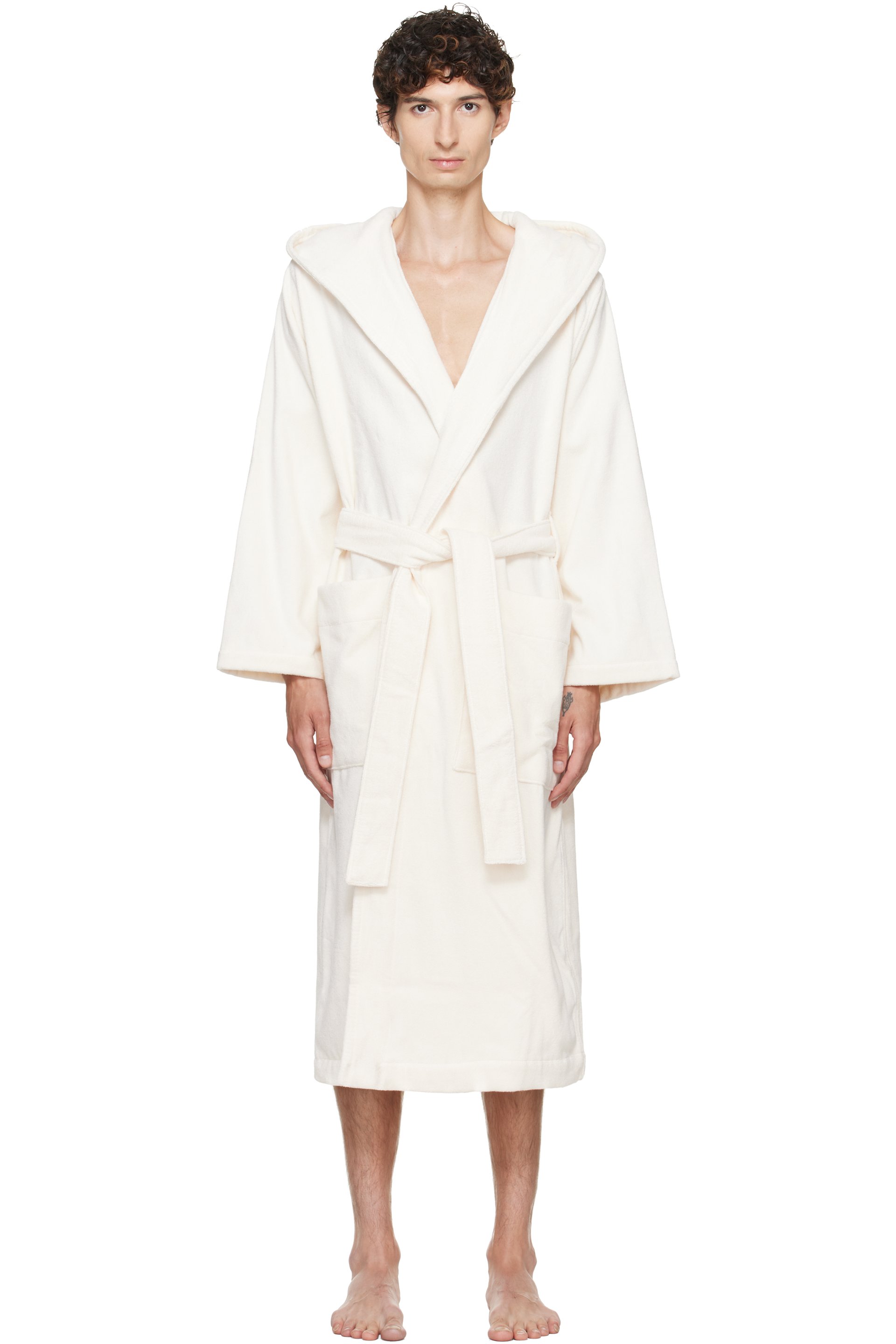 Tekla - Off-White Terry Hooded Bathrobe
